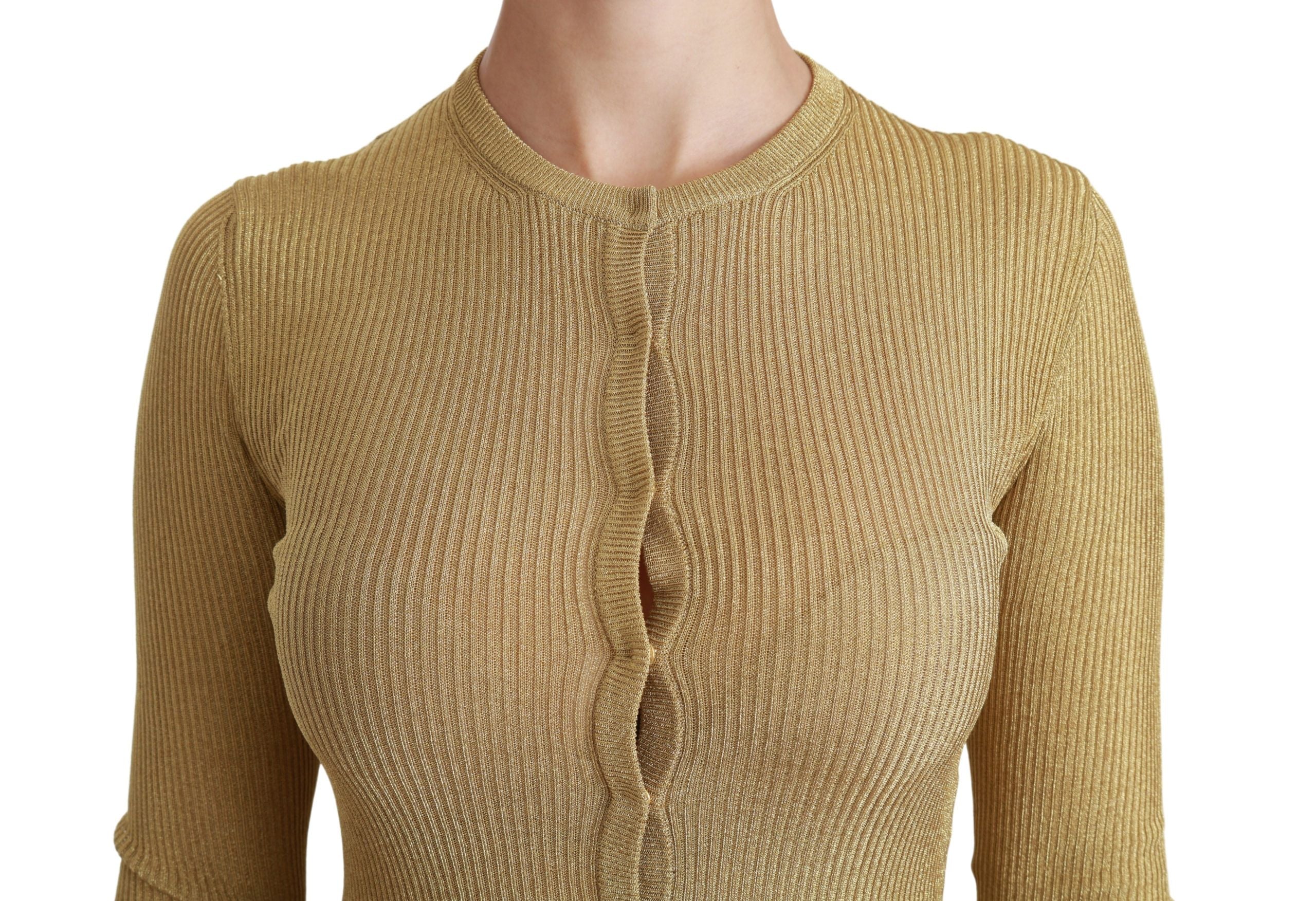 Dolce & Gabbana Gold Long Sleeve Cardigan Viscose Sweater-6