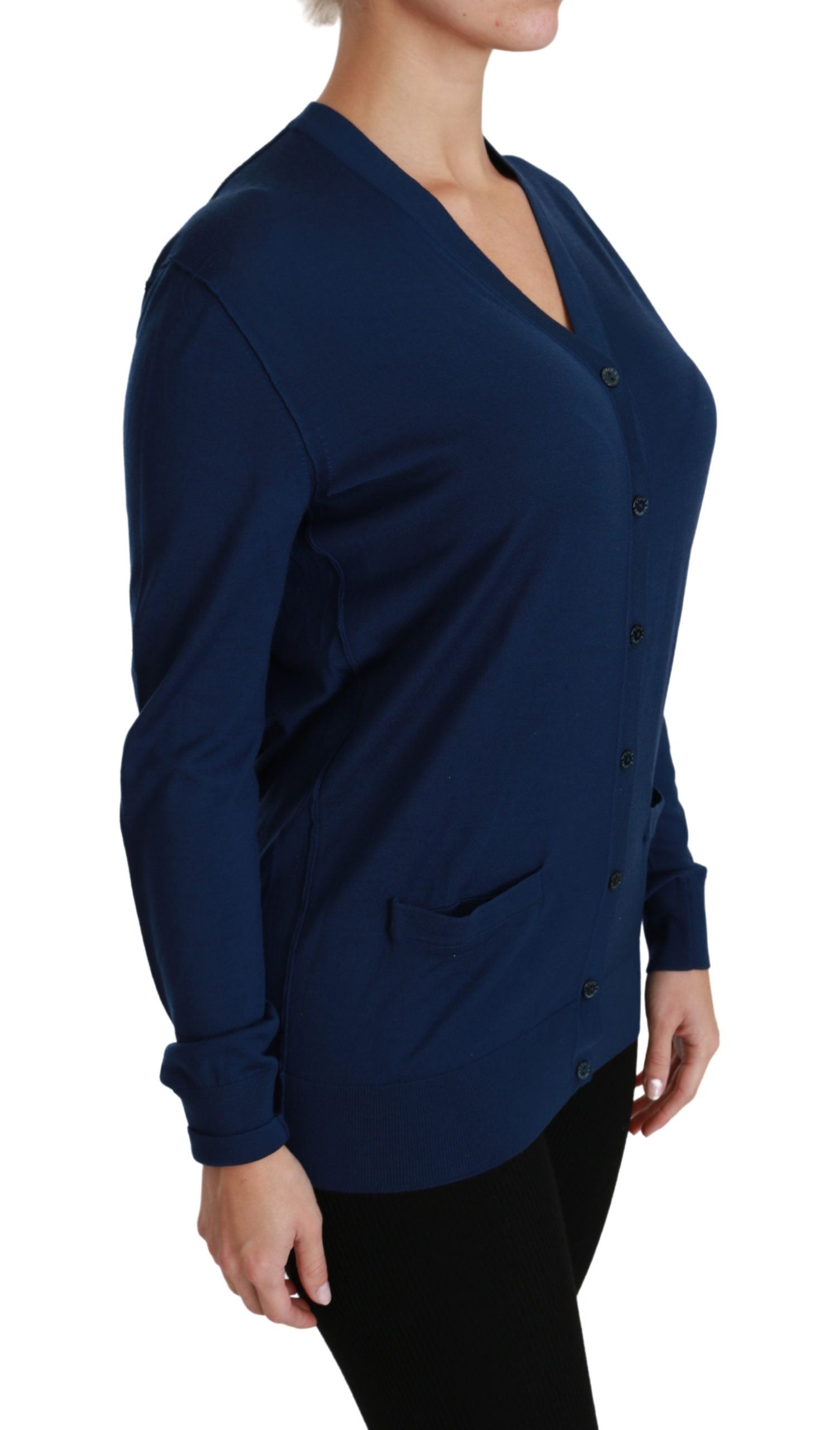 Dolce & Gabbana Blue Button Cardigan Wool Sweater-2