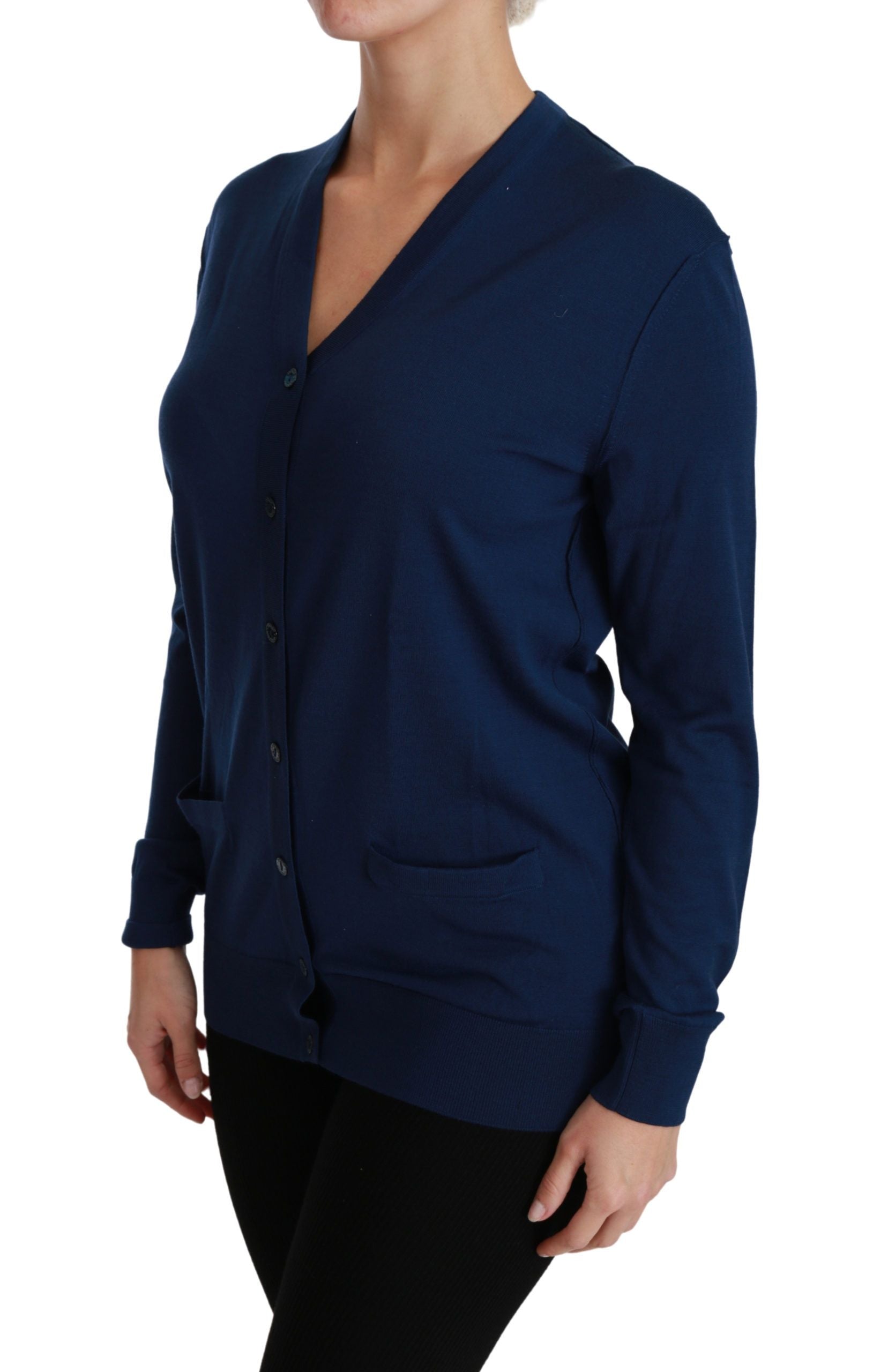 Dolce & Gabbana Blue Button Cardigan Wool Sweater-3