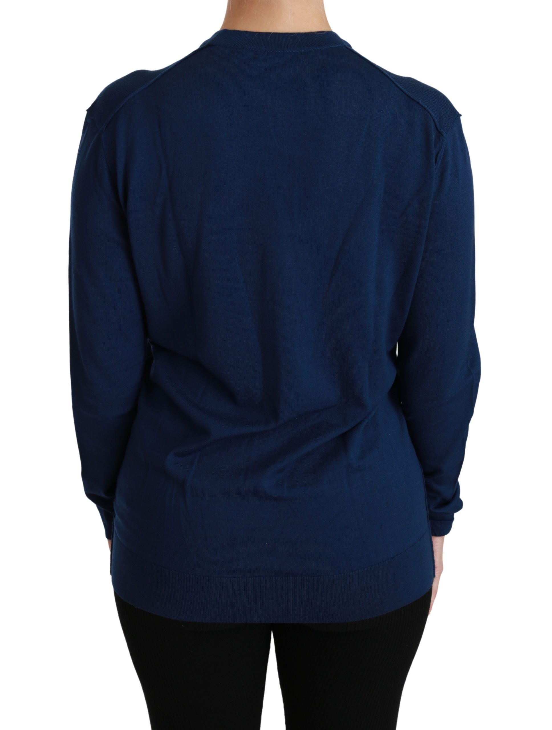 Dolce & Gabbana Blue Button Cardigan Wool Sweater-4