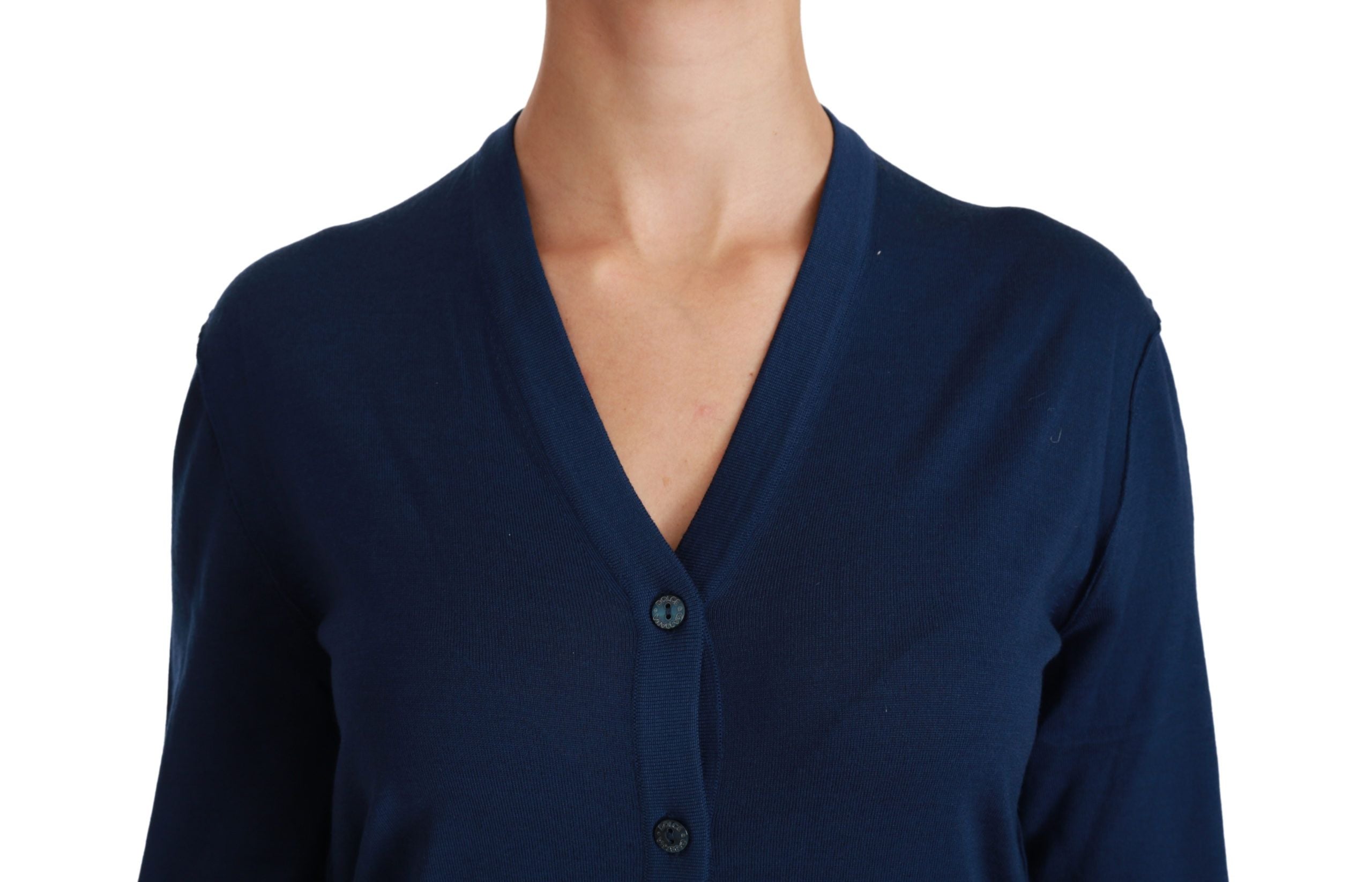 Dolce & Gabbana Blue Button Cardigan Wool Sweater-5