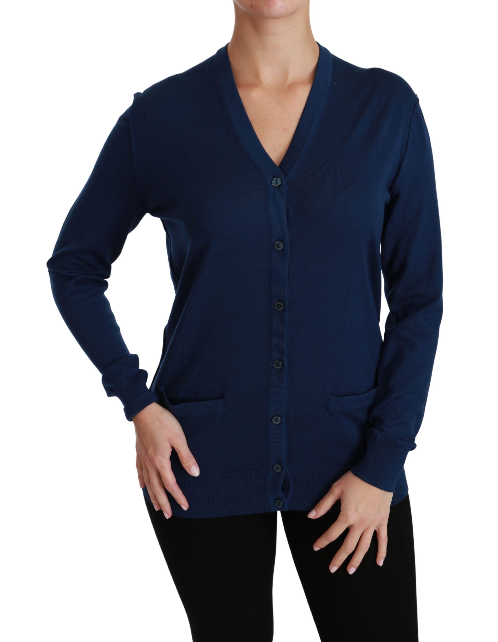 Dolce & Gabbana Blue Button Cardigan Wool Sweater-6
