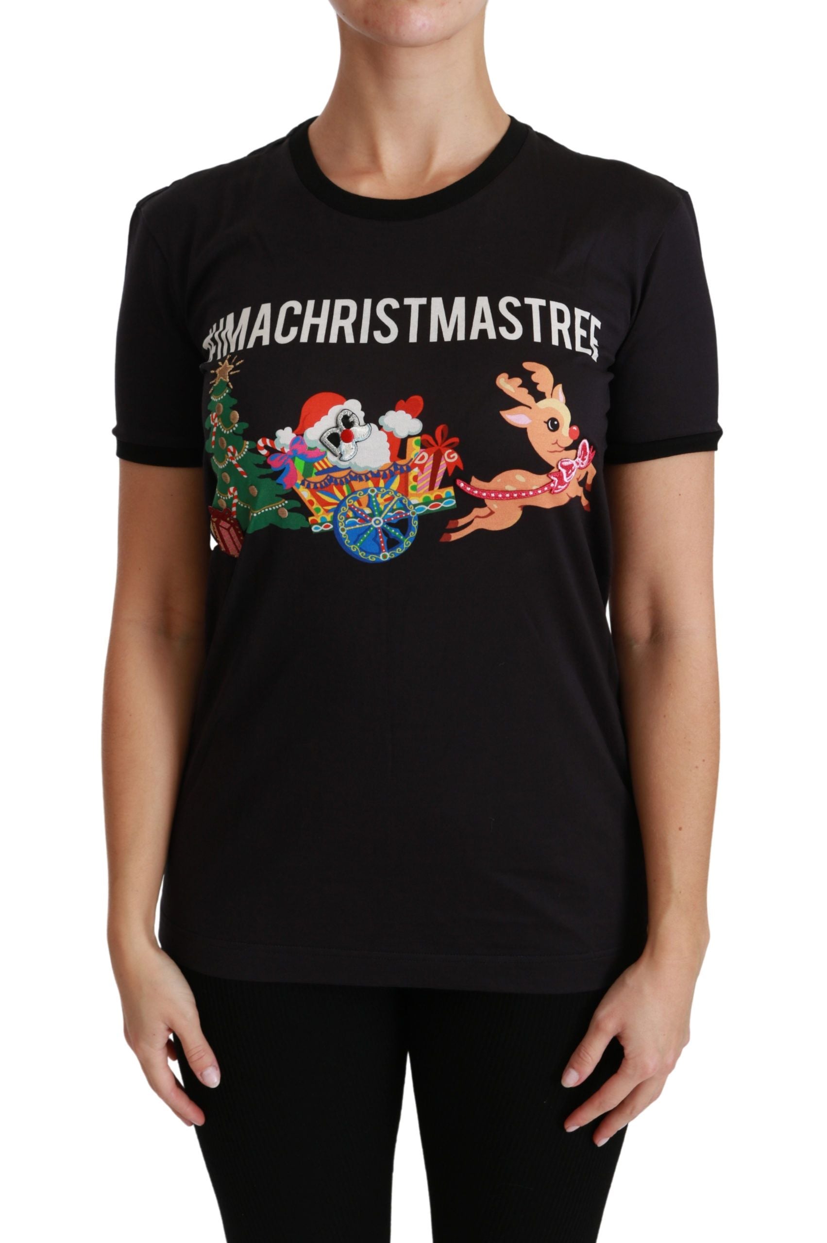 Dolce & Gabbana Black #ImAChristmasTree Crewneck Top T-shirt-1