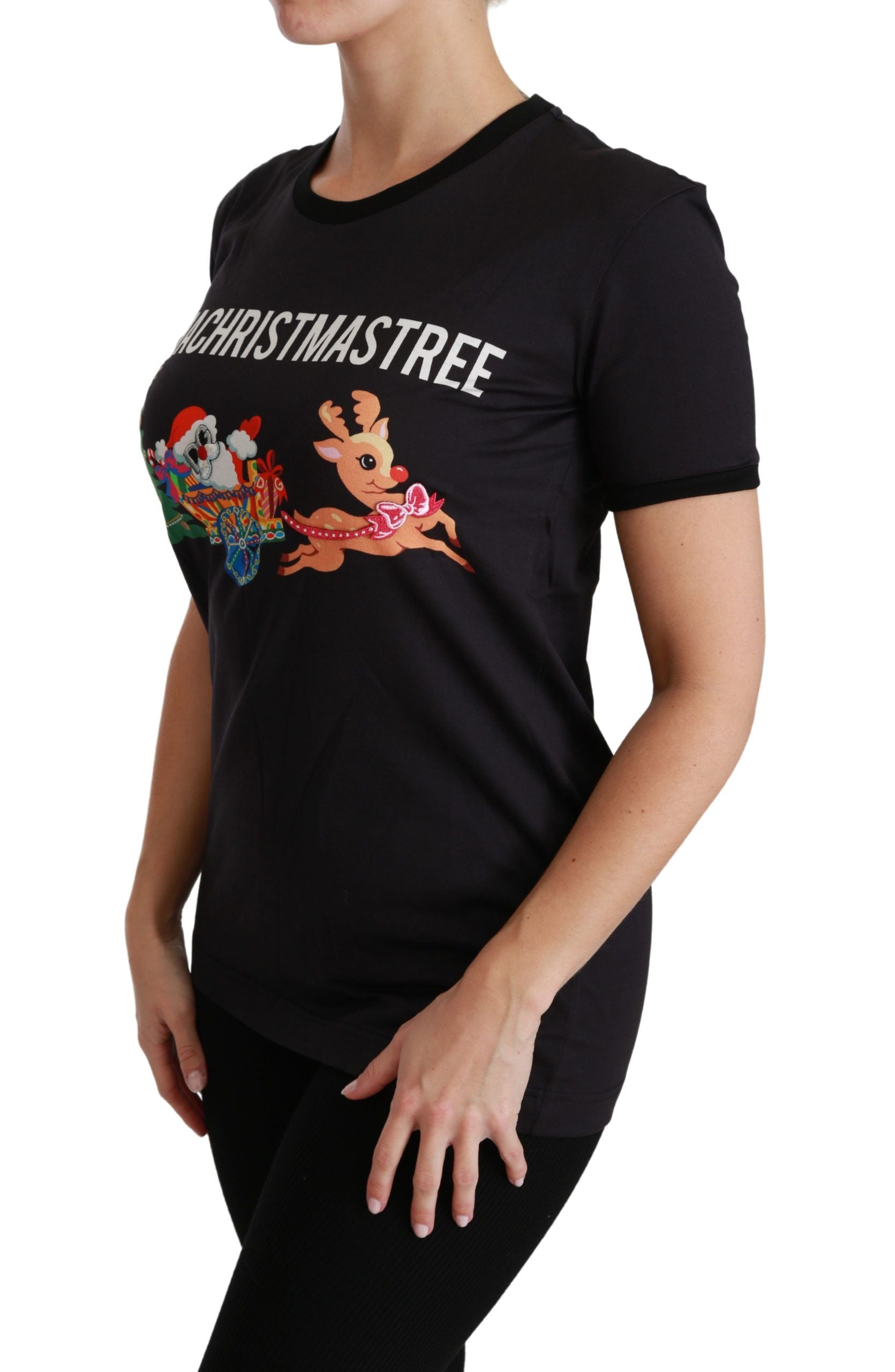 Dolce & Gabbana Black #ImAChristmasTree Crewneck Top T-shirt-3