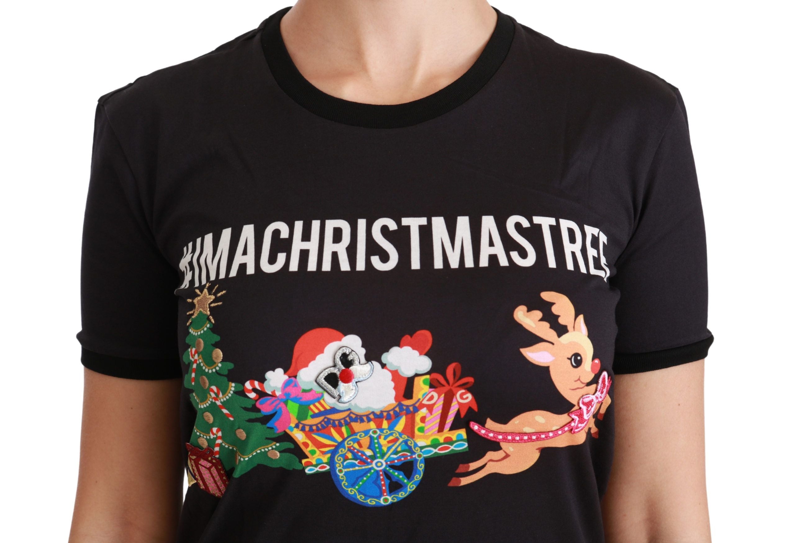 Dolce & Gabbana Black #ImAChristmasTree Crewneck Top T-shirt-5