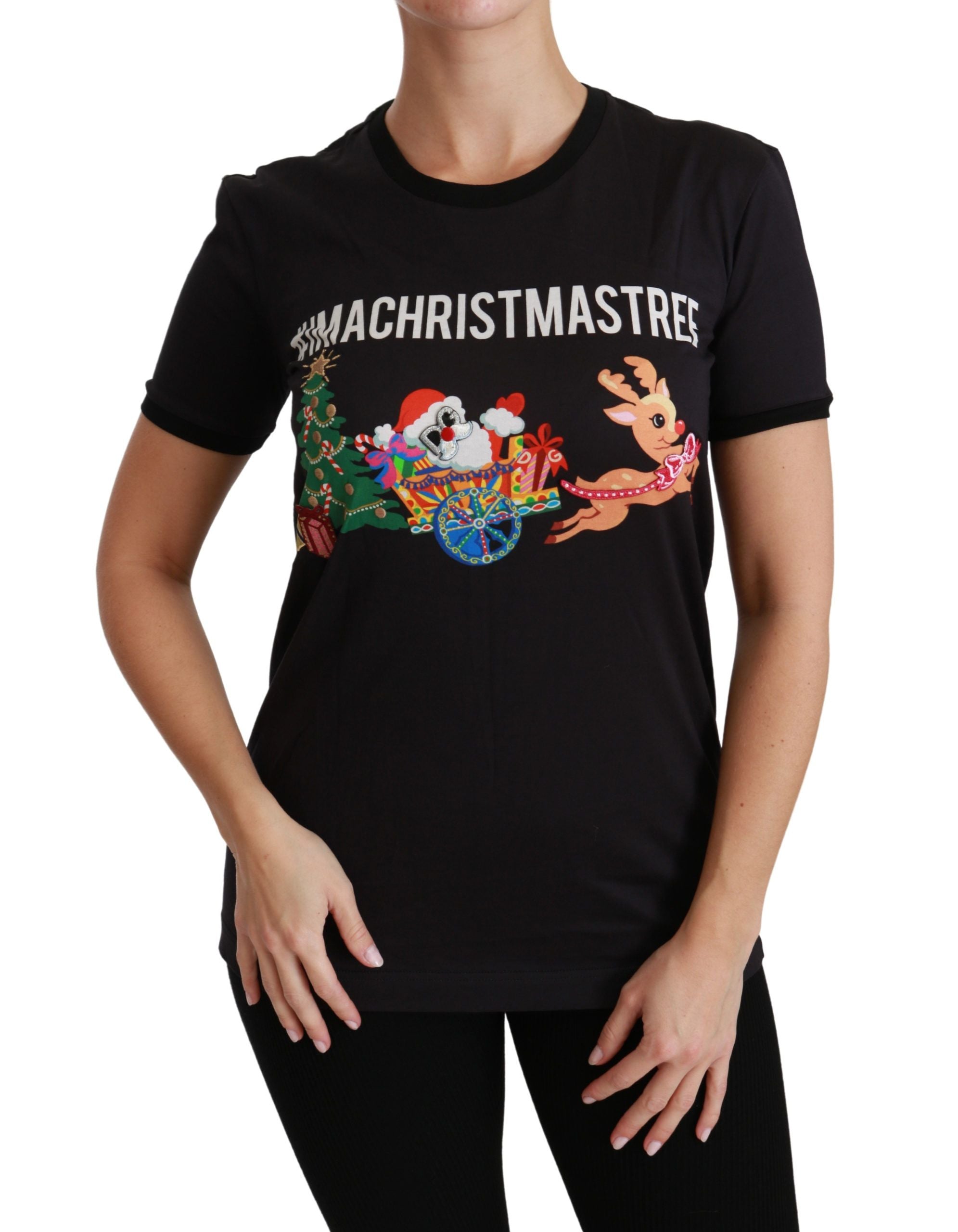 Dolce & Gabbana Black #ImAChristmasTree Crewneck Top T-shirt-6