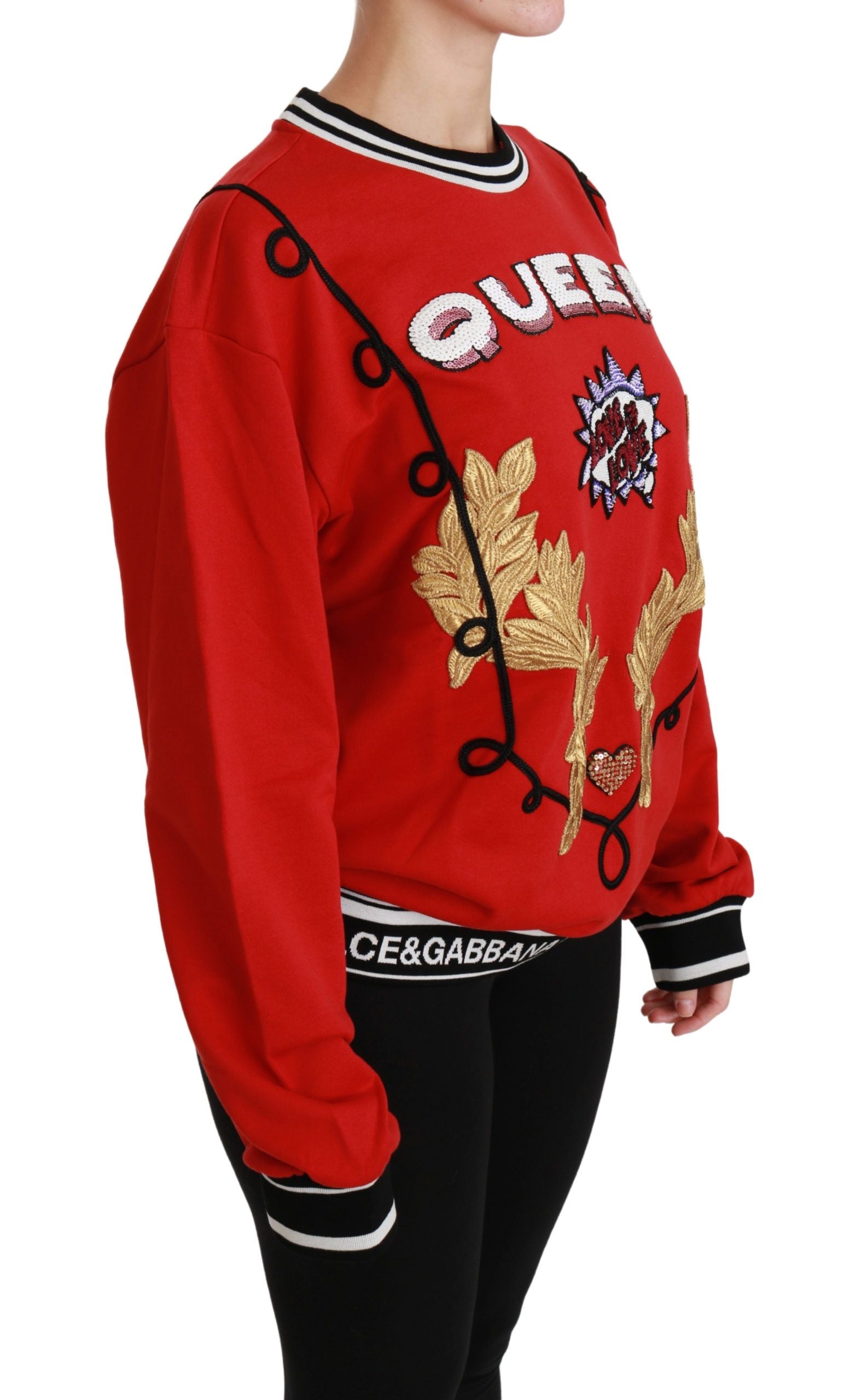 Dolce & Gabbana Red Queen Sequin Pullover Love Sweater-2