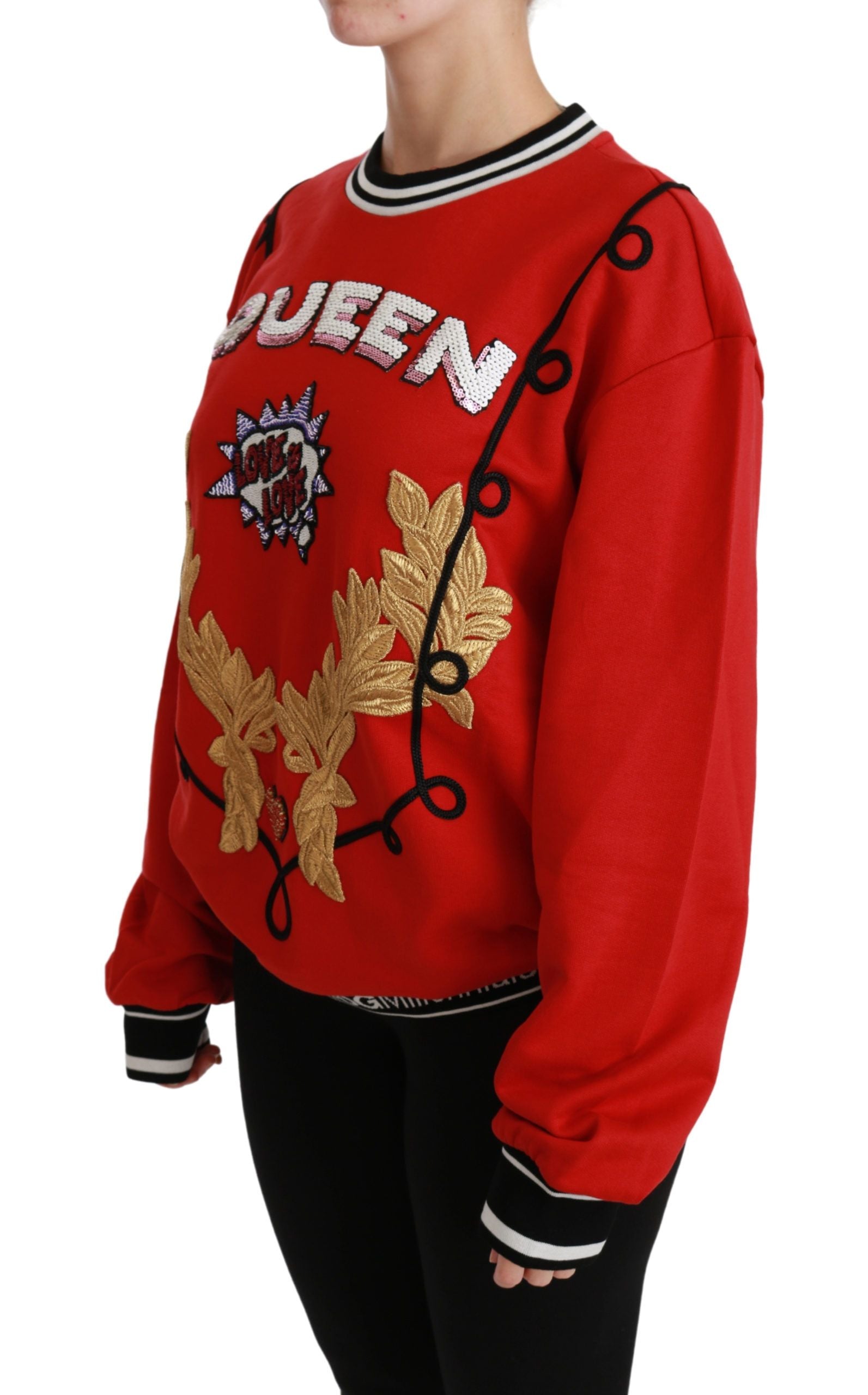 Dolce & Gabbana Red Queen Sequin Pullover Love Sweater-3