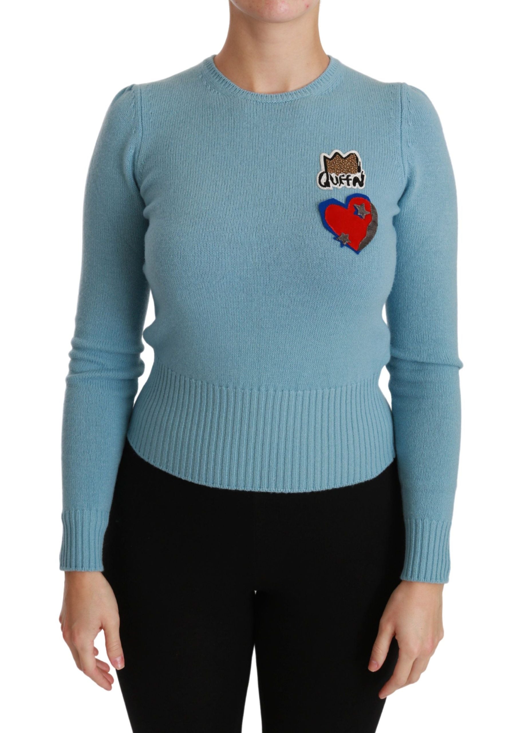 Dolce & Gabbana Blauer Pullover aus Wolle Queen Heart-1
