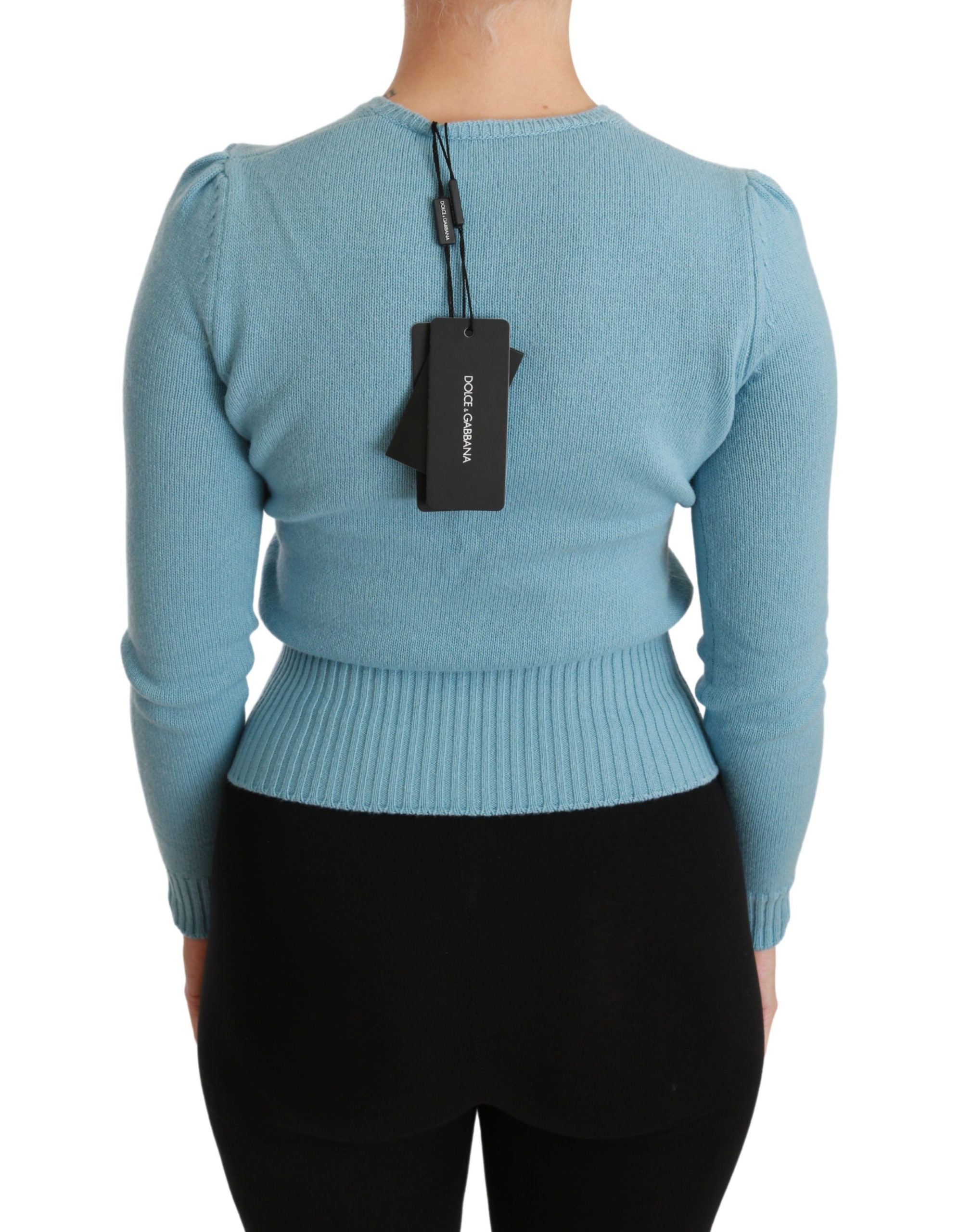 Dolce & Gabbana Blauer Pullover aus Wolle Queen Heart-4