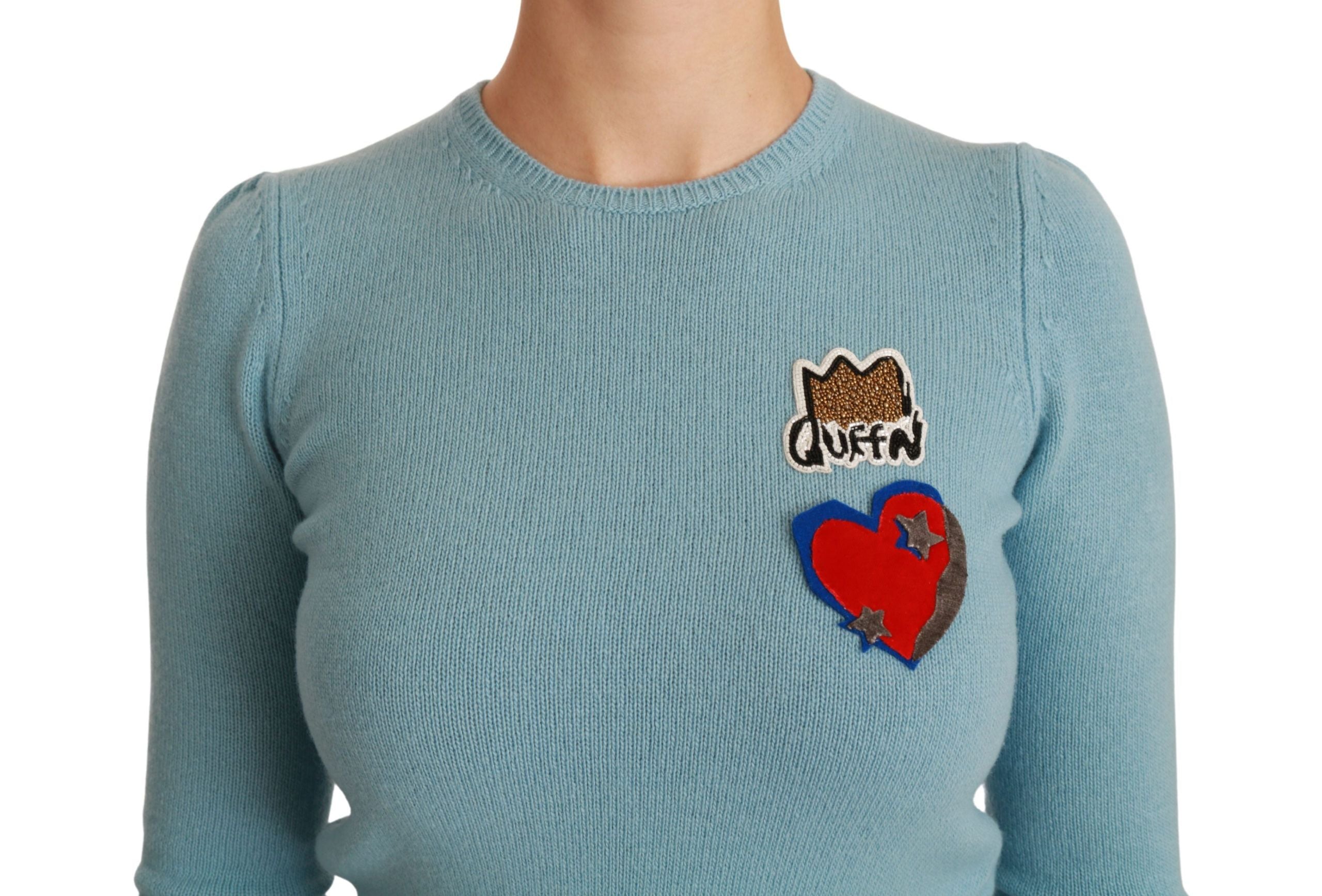 Dolce & Gabbana Blauer Pullover aus Wolle Queen Heart-5