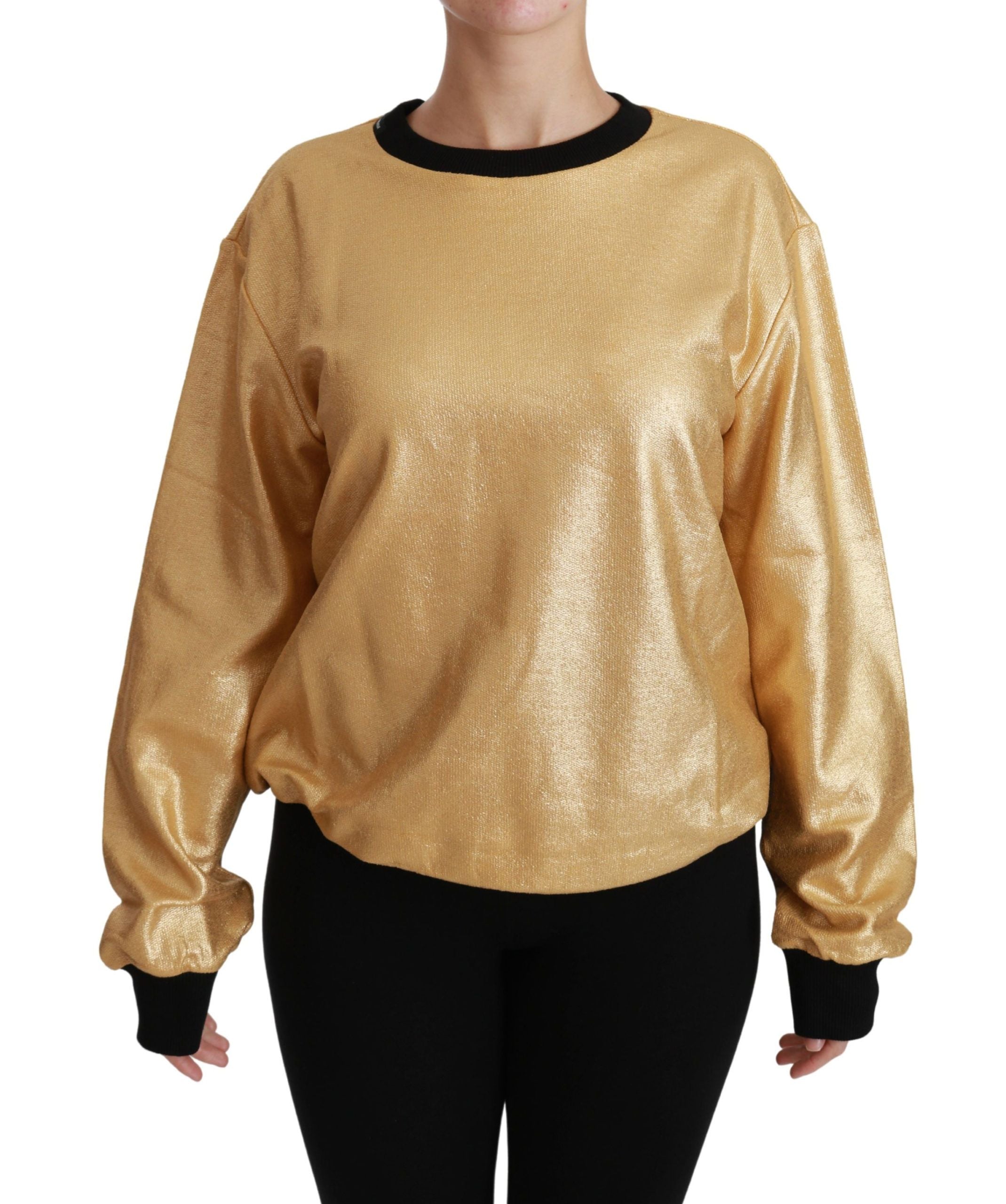 Dolce & Gabbana Pullover aus Baumwolle mit Rundhalsausschnitt in Gold-1