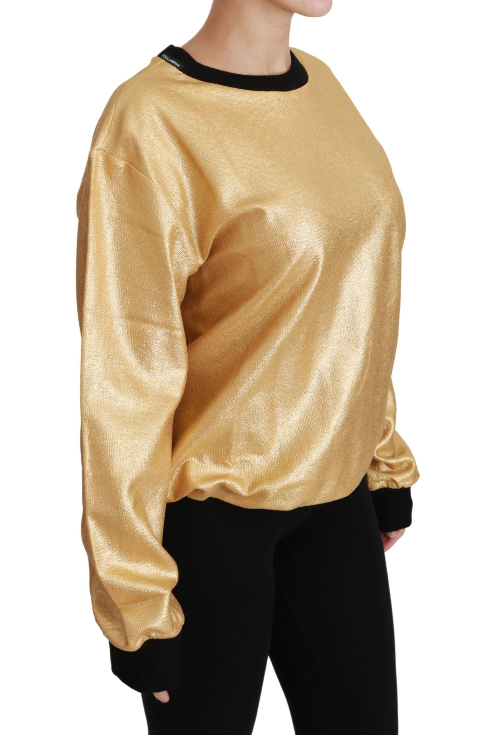 Dolce & Gabbana Pullover aus Baumwolle mit Rundhalsausschnitt in Gold-2