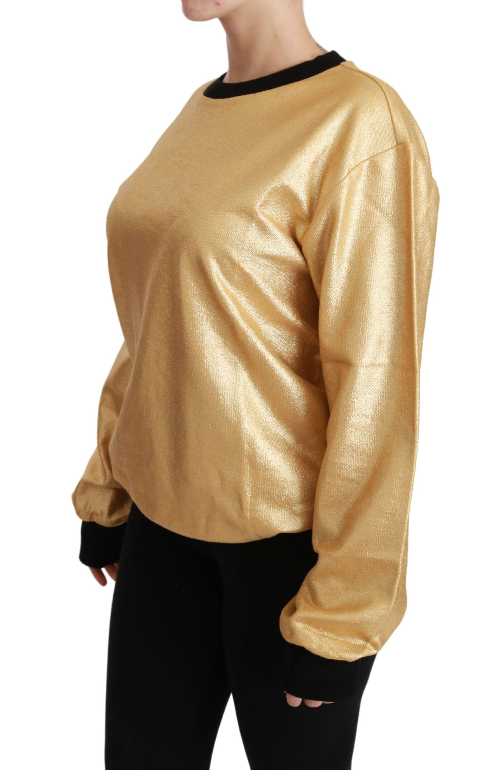 Dolce & Gabbana Pullover aus Baumwolle mit Rundhalsausschnitt in Gold-3