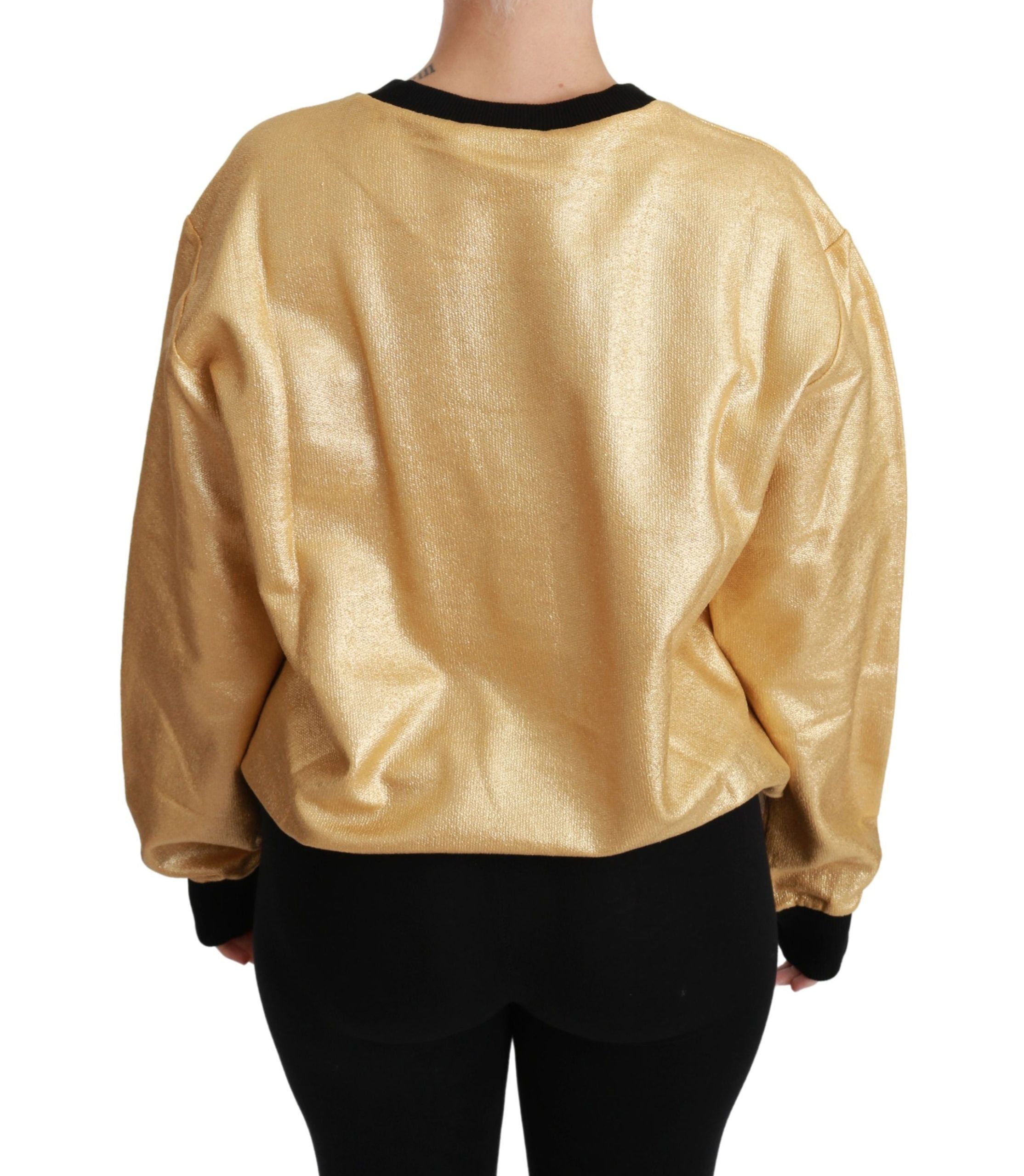 Dolce & Gabbana Pullover aus Baumwolle mit Rundhalsausschnitt in Gold-4