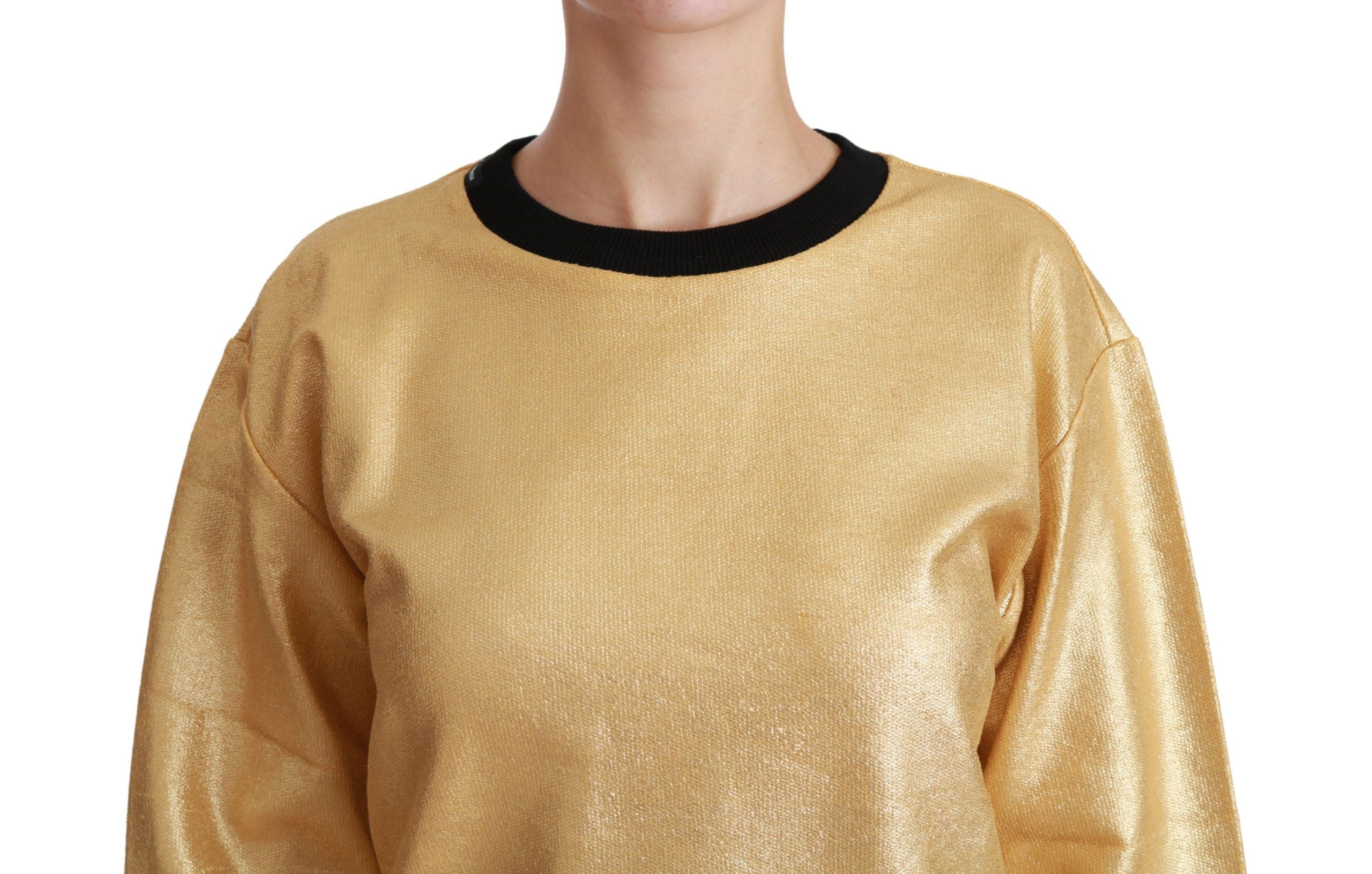 Dolce & Gabbana Pullover aus Baumwolle mit Rundhalsausschnitt in Gold-5