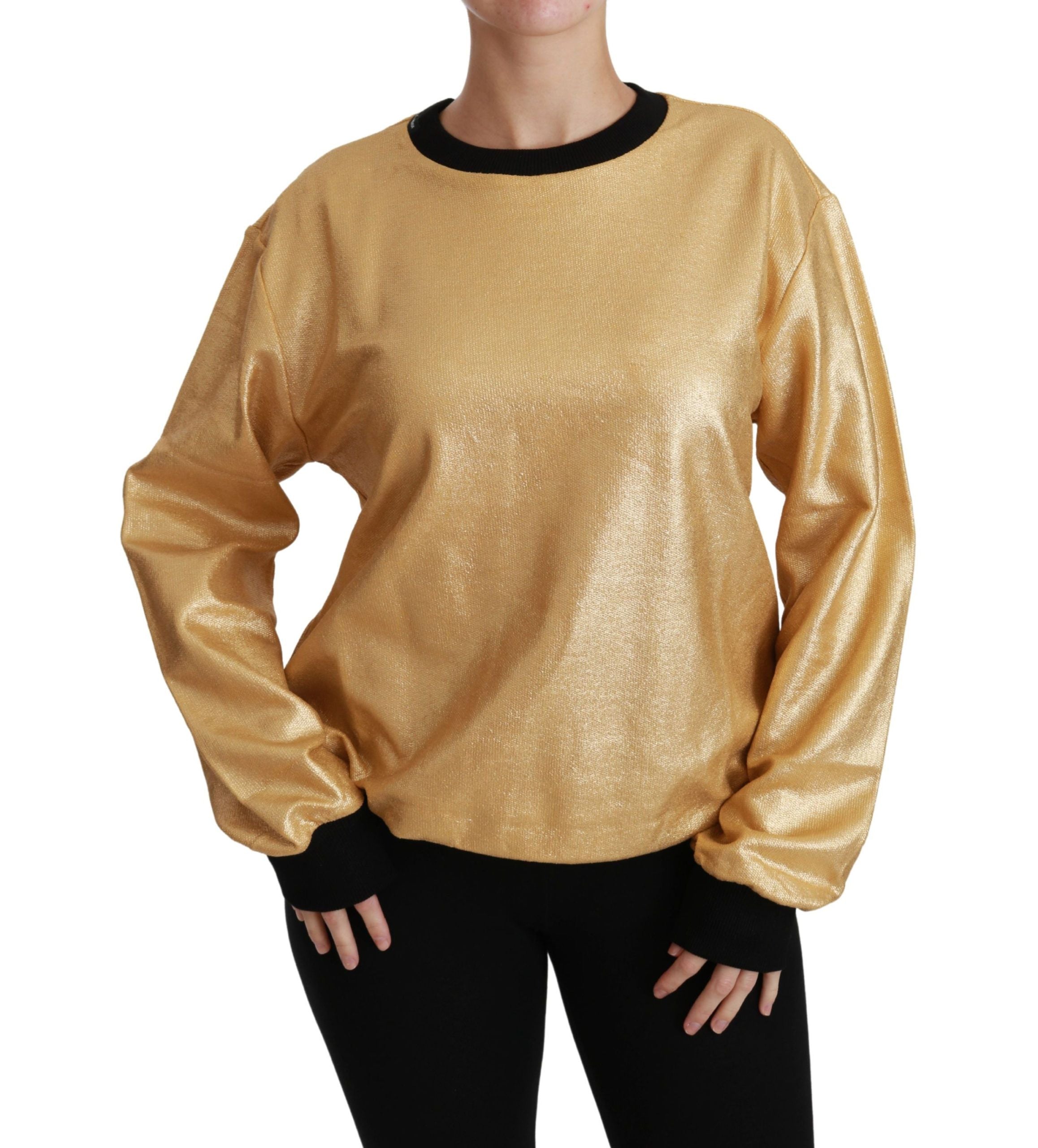 Dolce & Gabbana Pullover aus Baumwolle mit Rundhalsausschnitt in Gold-6