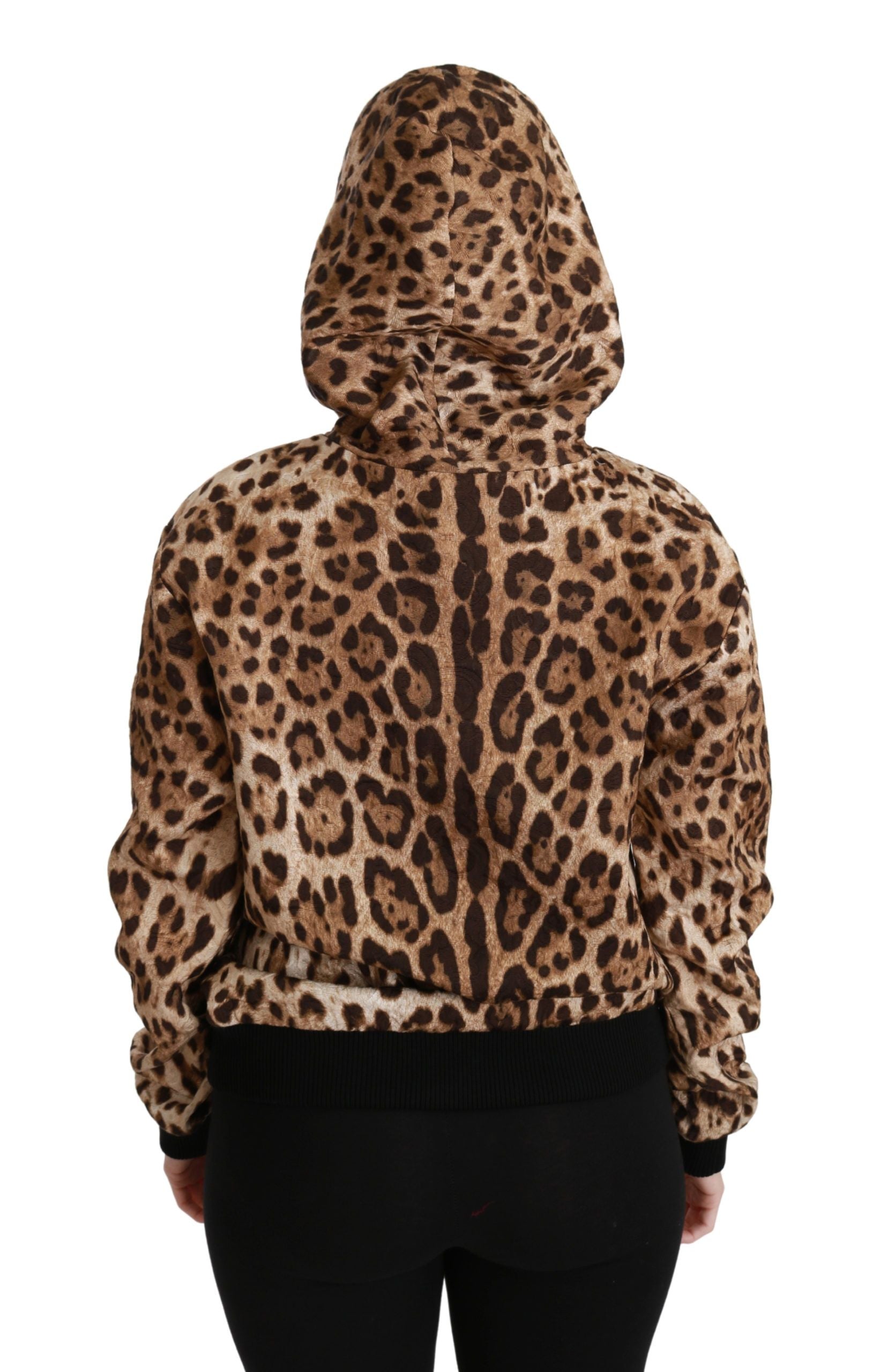 Dolce & Gabbana Brauner Ayers Leopard Pullover mit Kapuze und Nieten-5