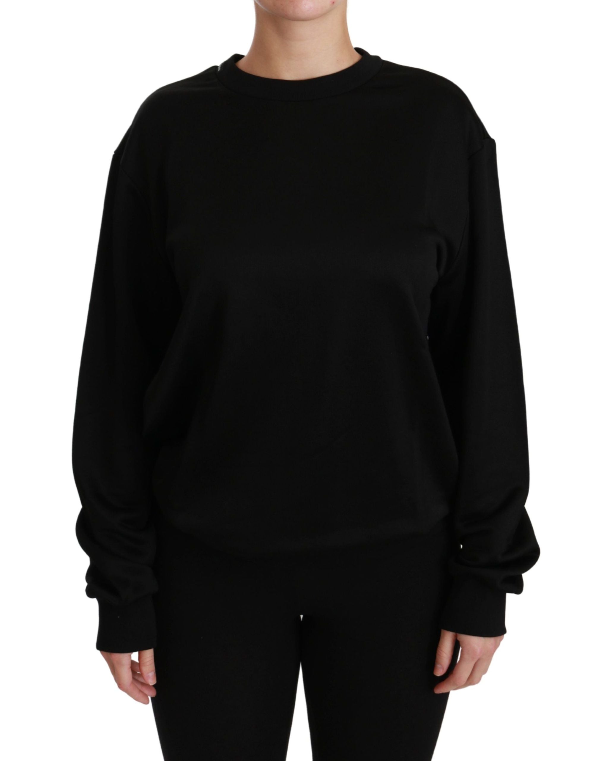 Dolce & Gabbana Black cotton crew neck sweater-1