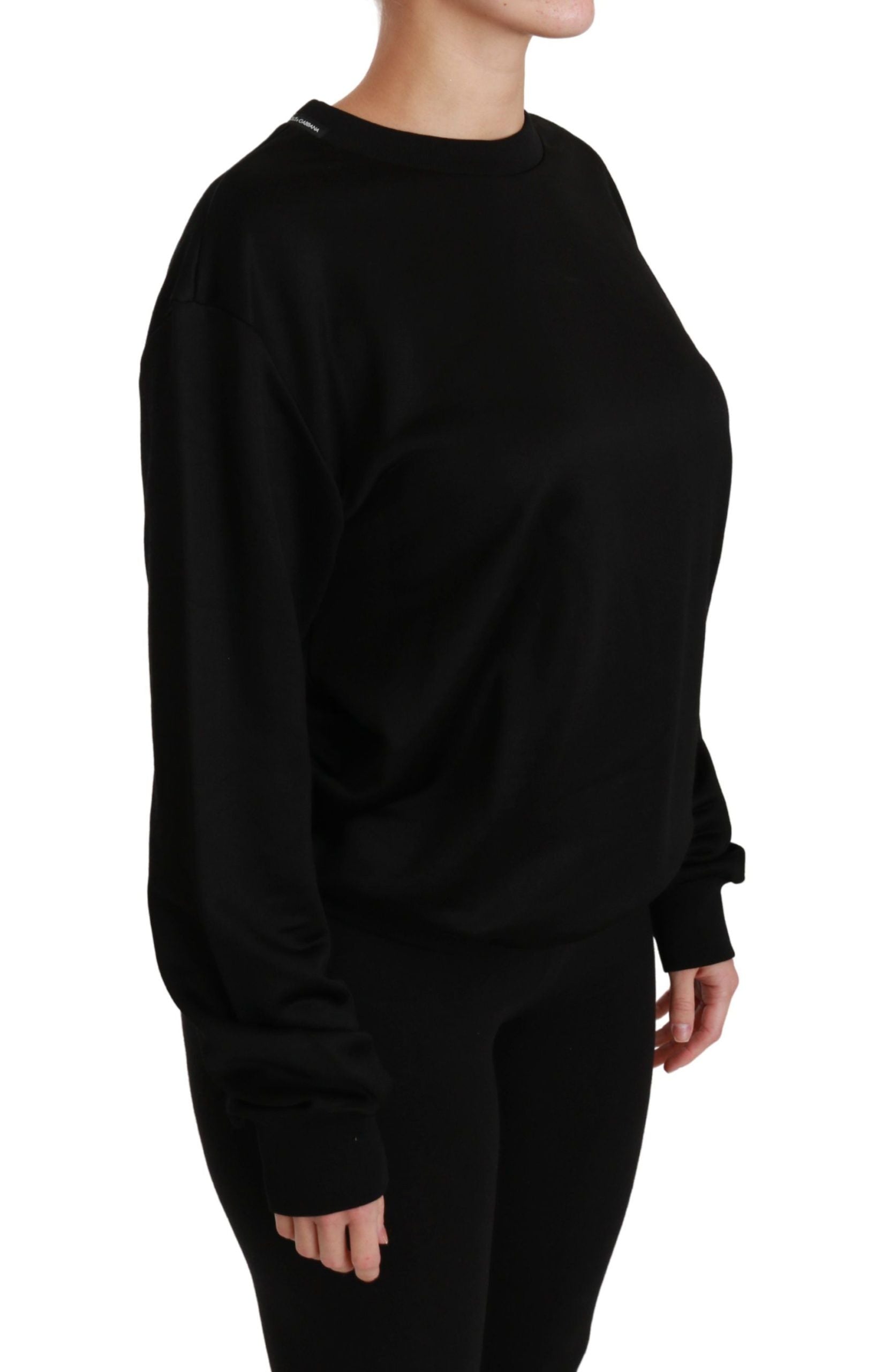 Dolce & Gabbana Black cotton crew neck sweater-2