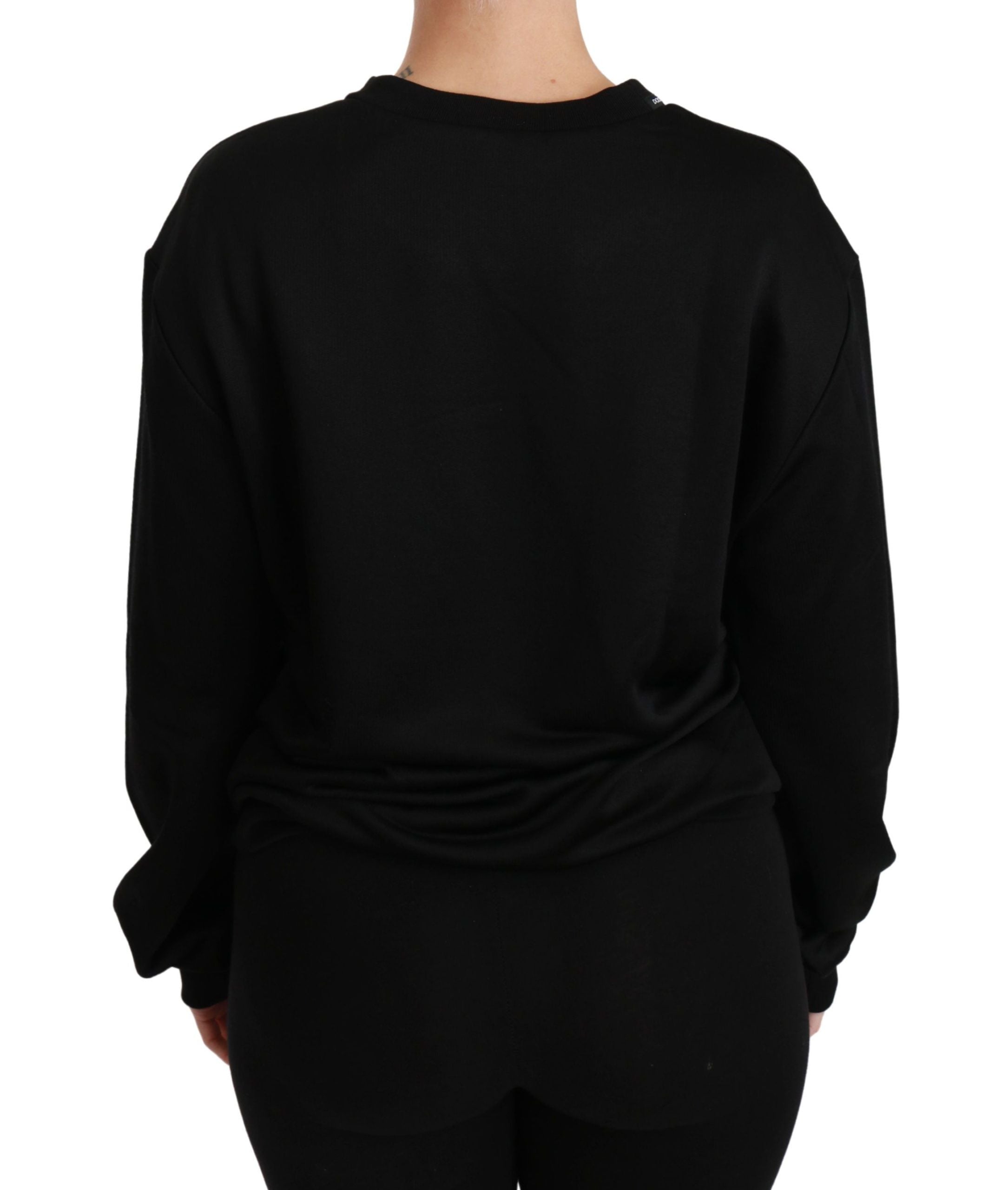 Dolce & Gabbana Black cotton crew neck sweater-4