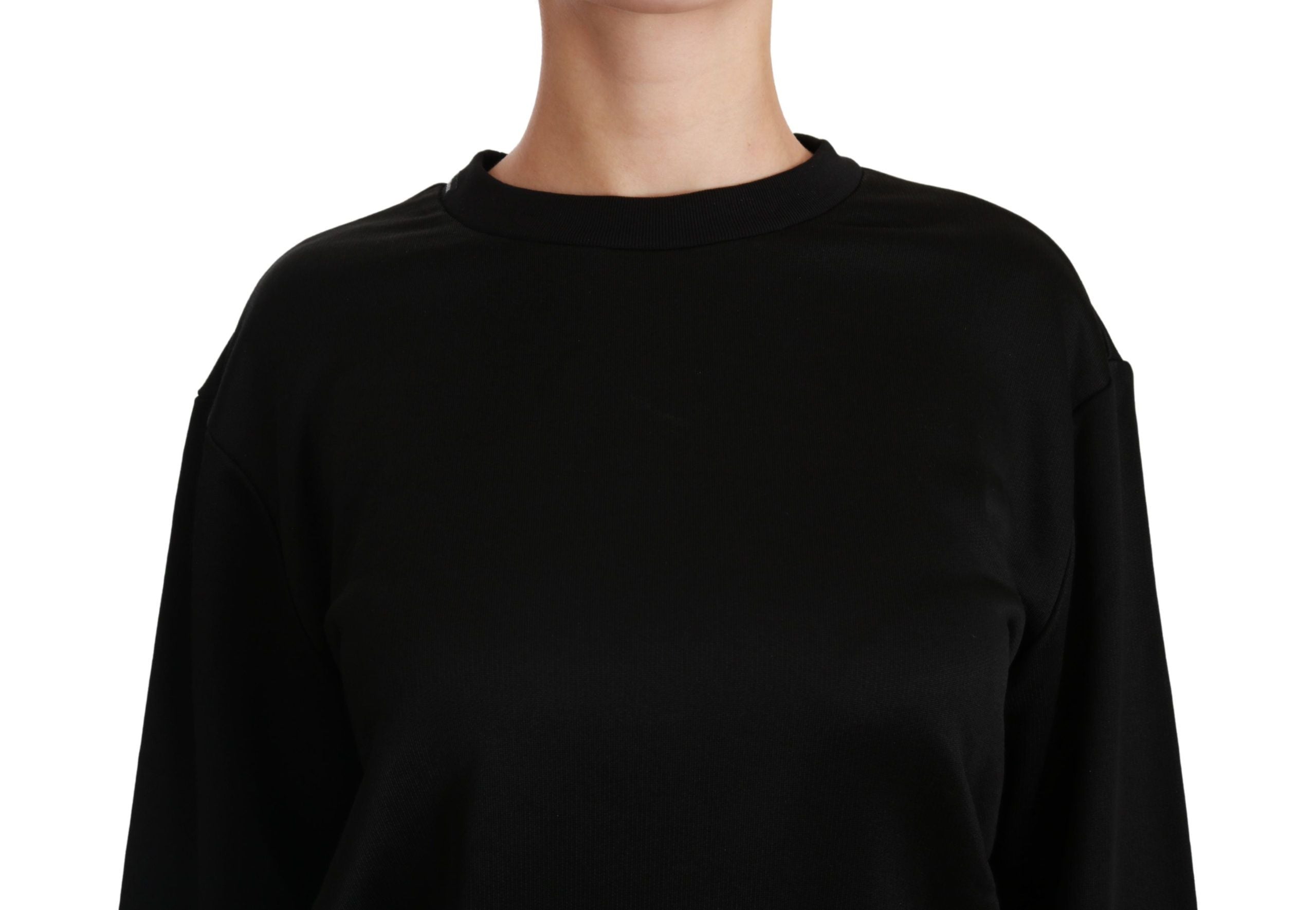 Dolce & Gabbana Black cotton crew neck sweater-5