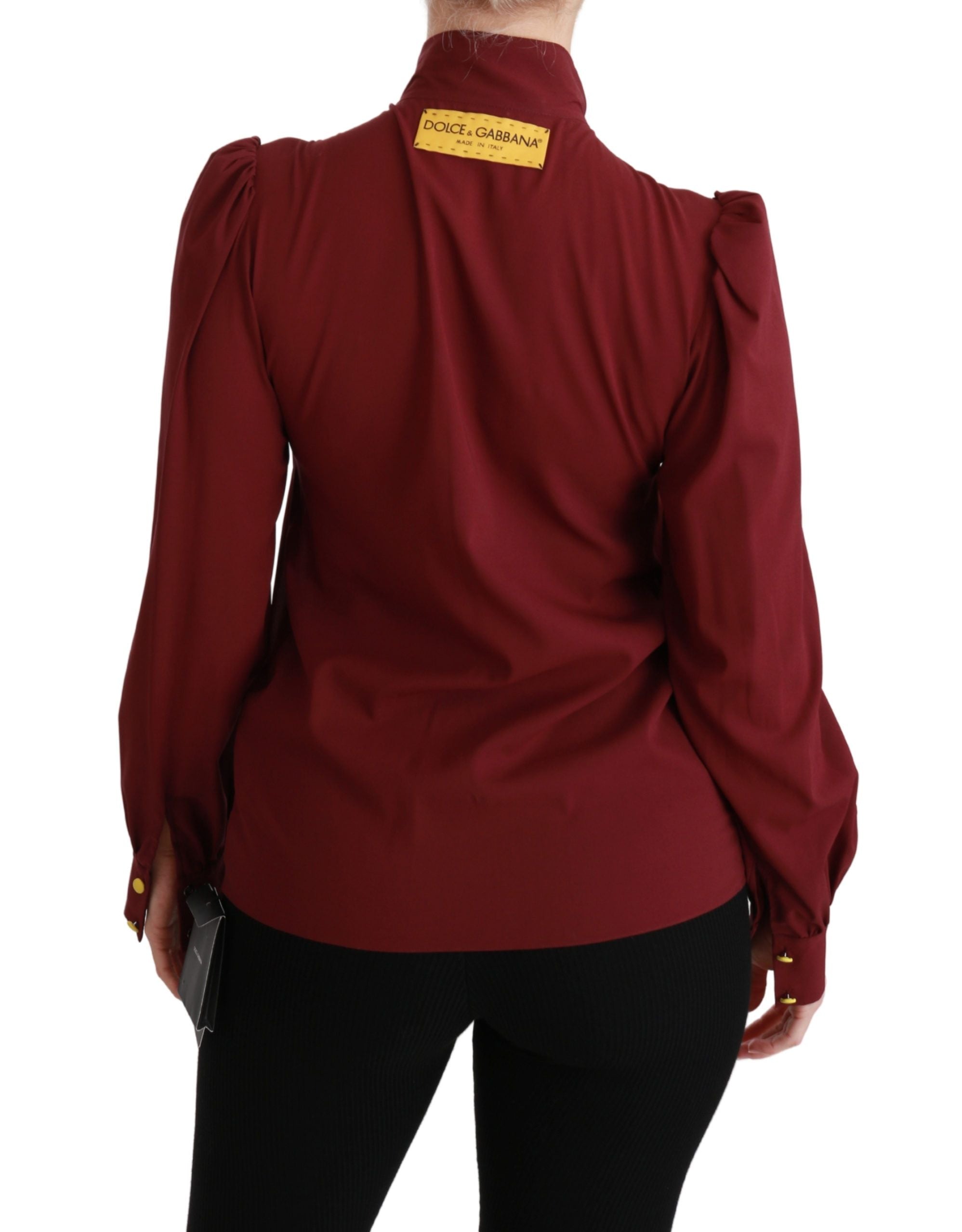 Dolce & Gabbana Kastanienbraunes Langarmhemd Bluse Seidenoberteil-4