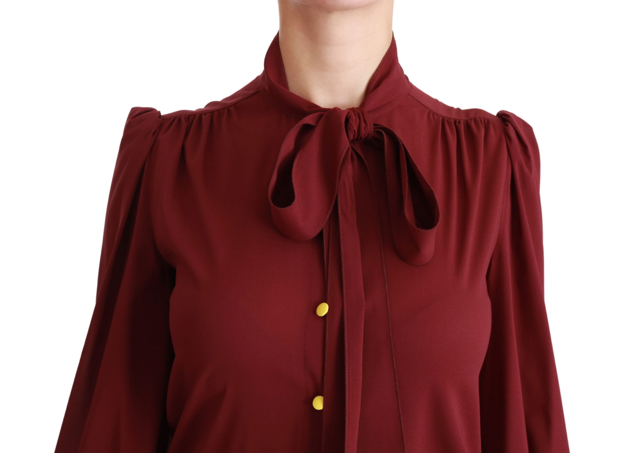 Dolce & Gabbana Kastanienbraunes Langarmhemd Bluse Seidenoberteil-5