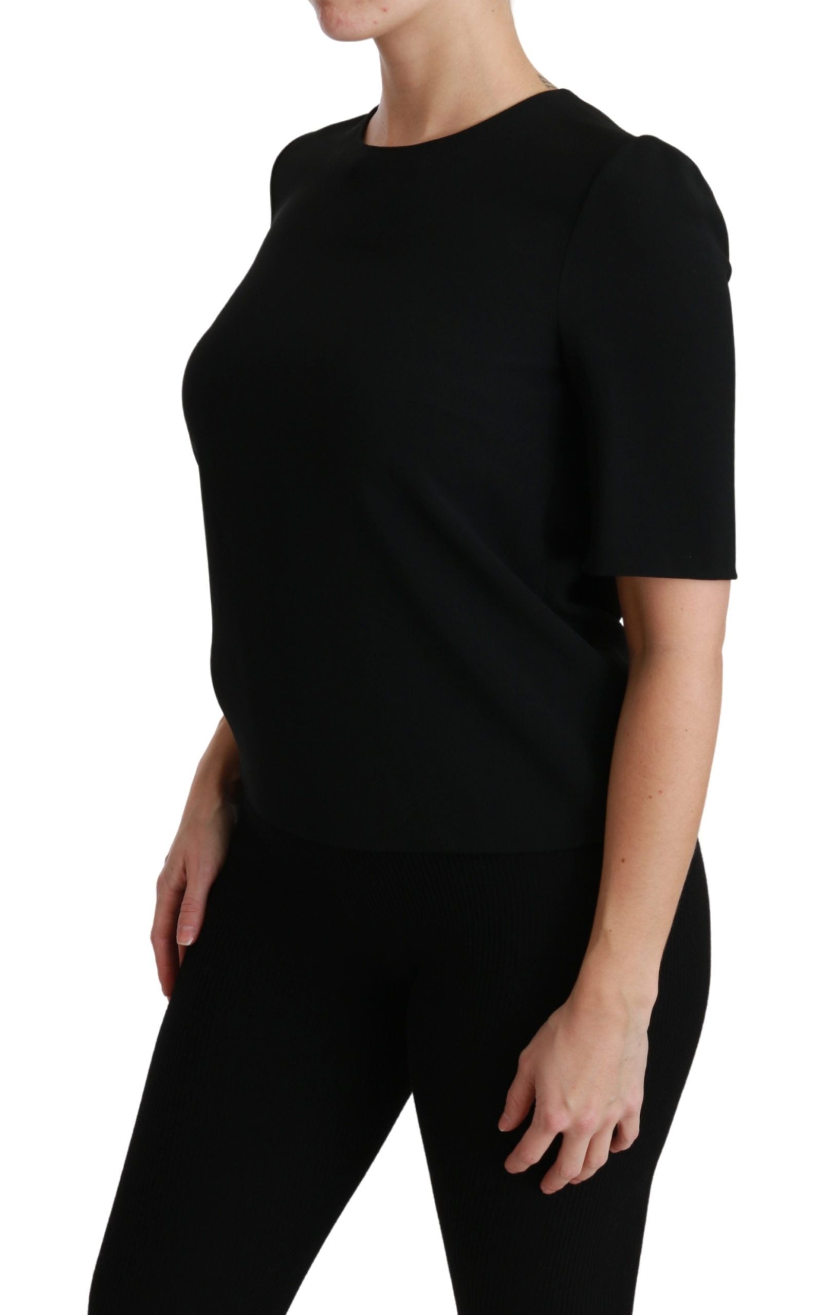 Dolce & Gabbana Black Short-Sleeved Casual Top Stretch Blouse-3