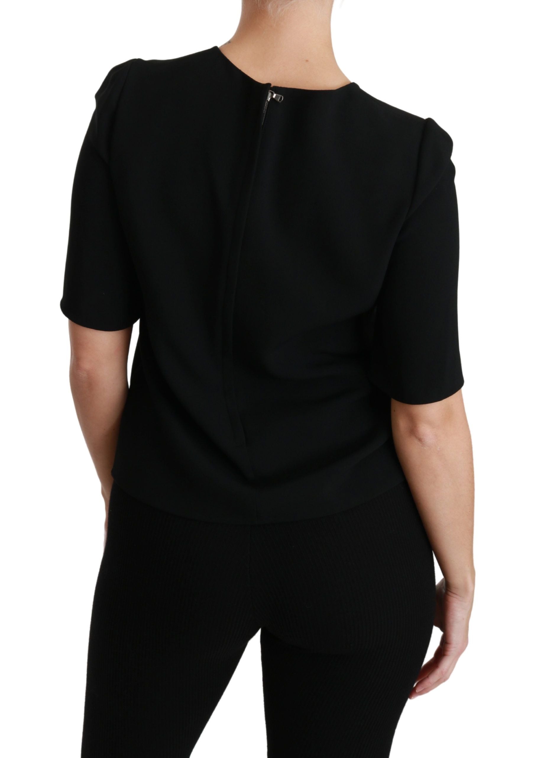 Dolce & Gabbana Black Short-Sleeved Casual Top Stretch Blouse-4