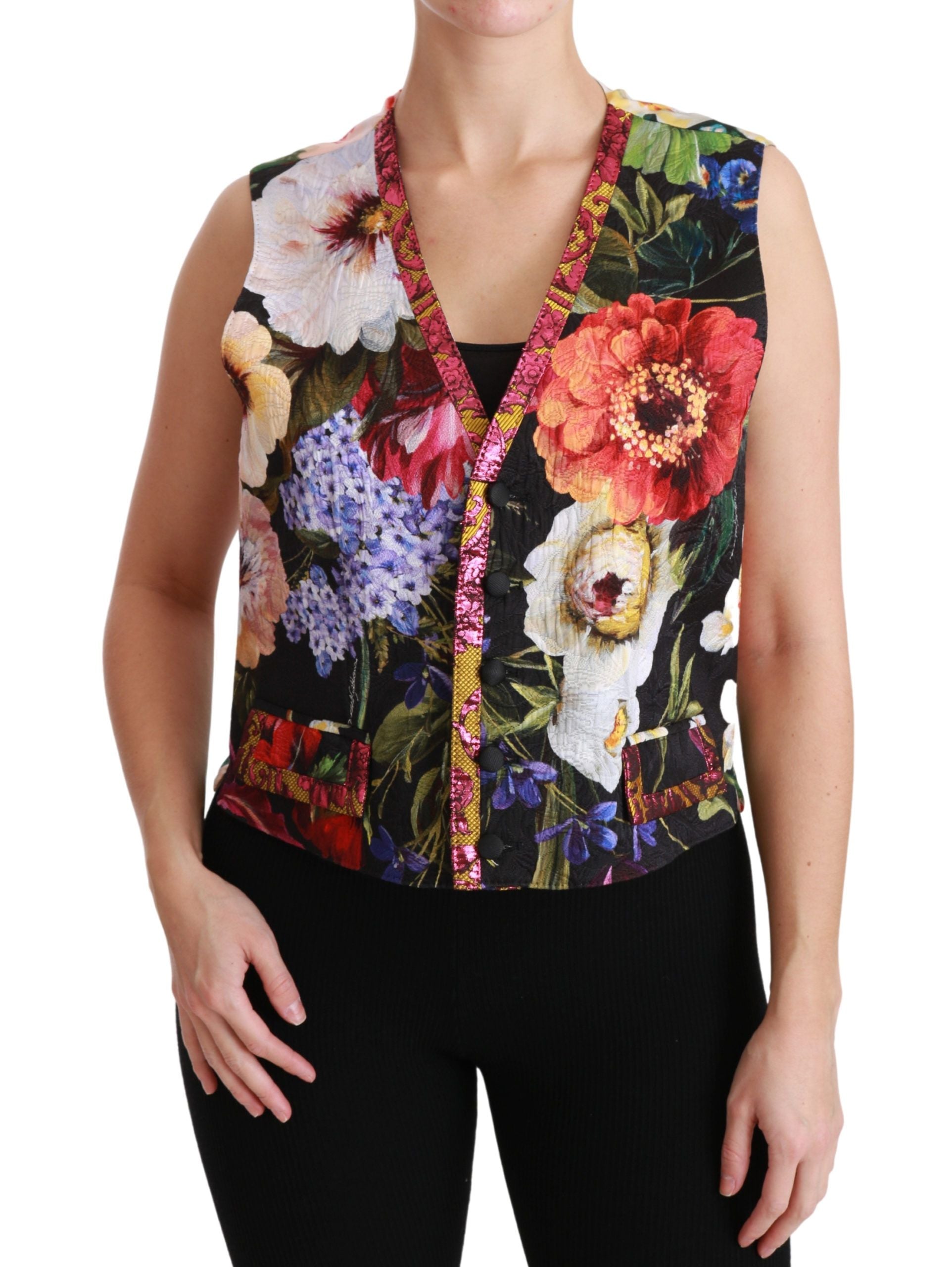 Chaleco sin mangas con estampado floral multicolor de Dolce & Gabbana-1