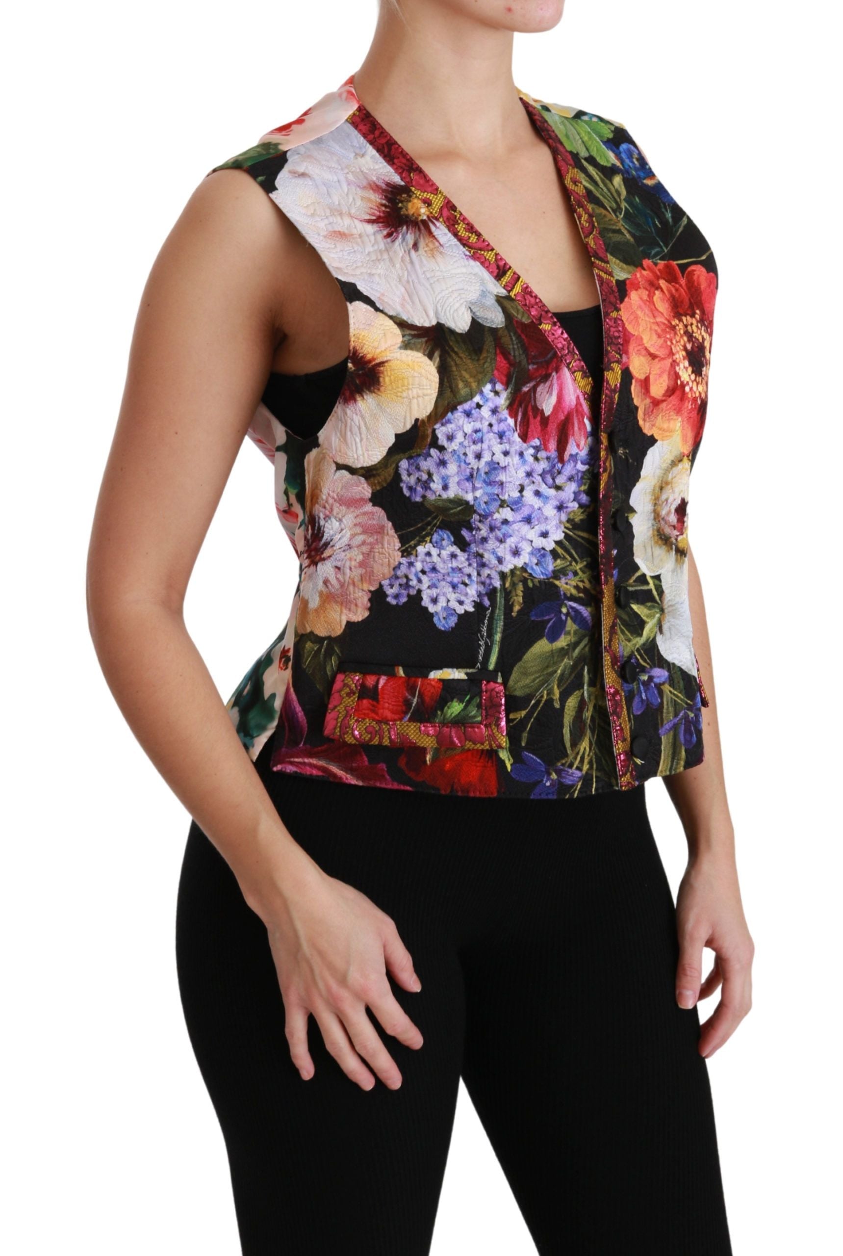 Chaleco sin mangas con estampado floral multicolor de Dolce & Gabbana-2