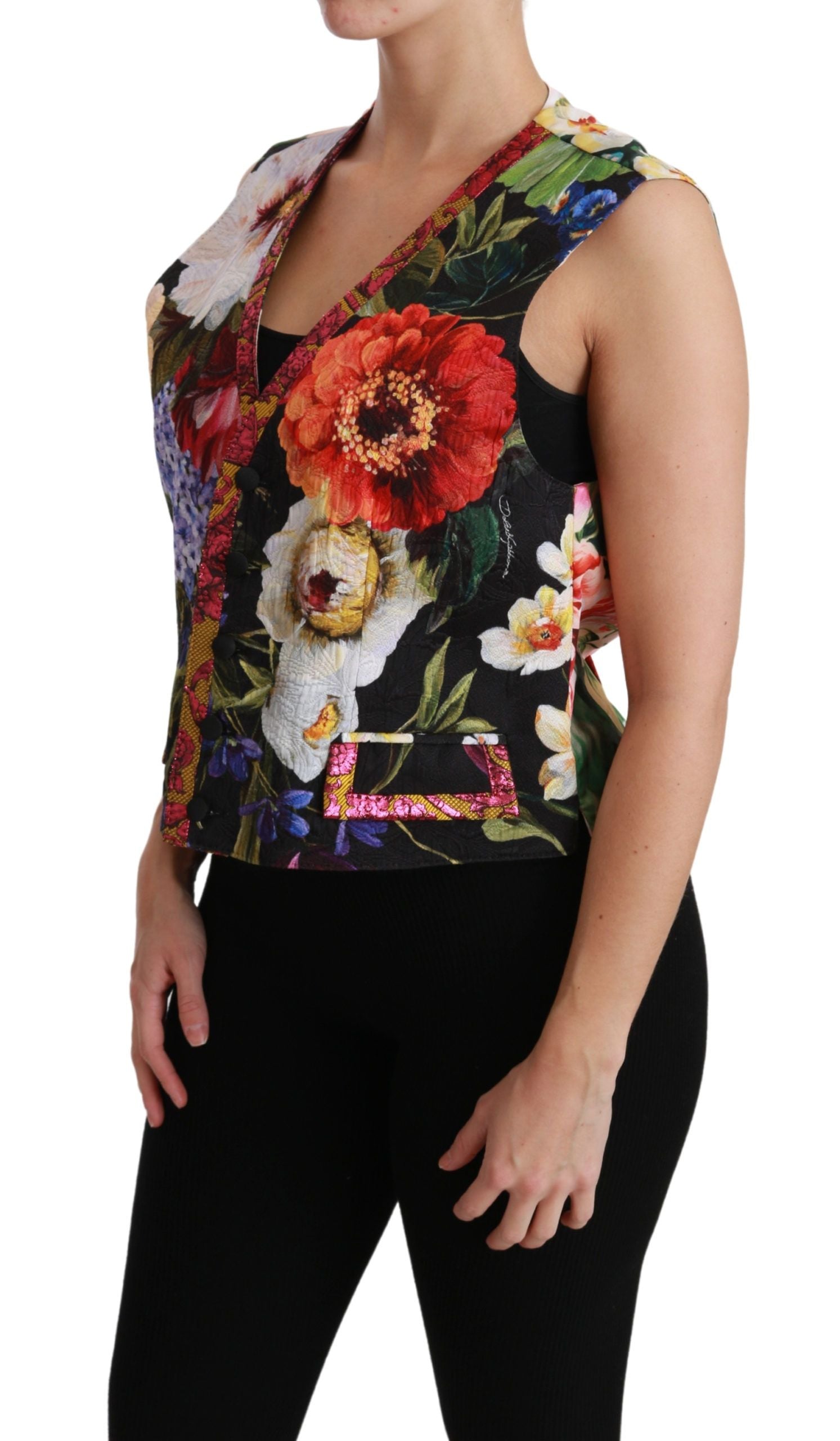 Chaleco sin mangas con estampado floral multicolor de Dolce & Gabbana-3