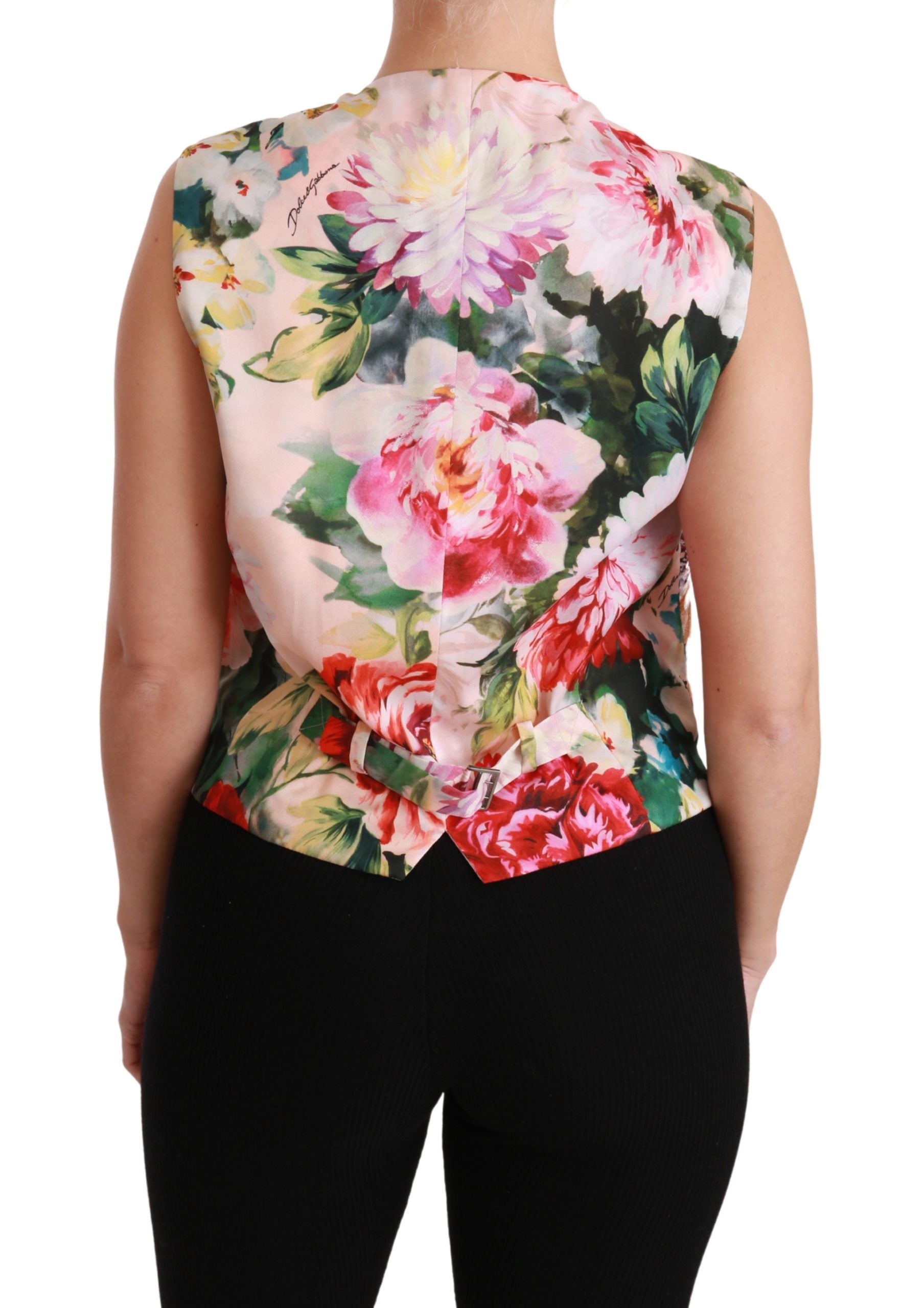 Chaleco sin mangas con estampado floral multicolor de Dolce & Gabbana-4