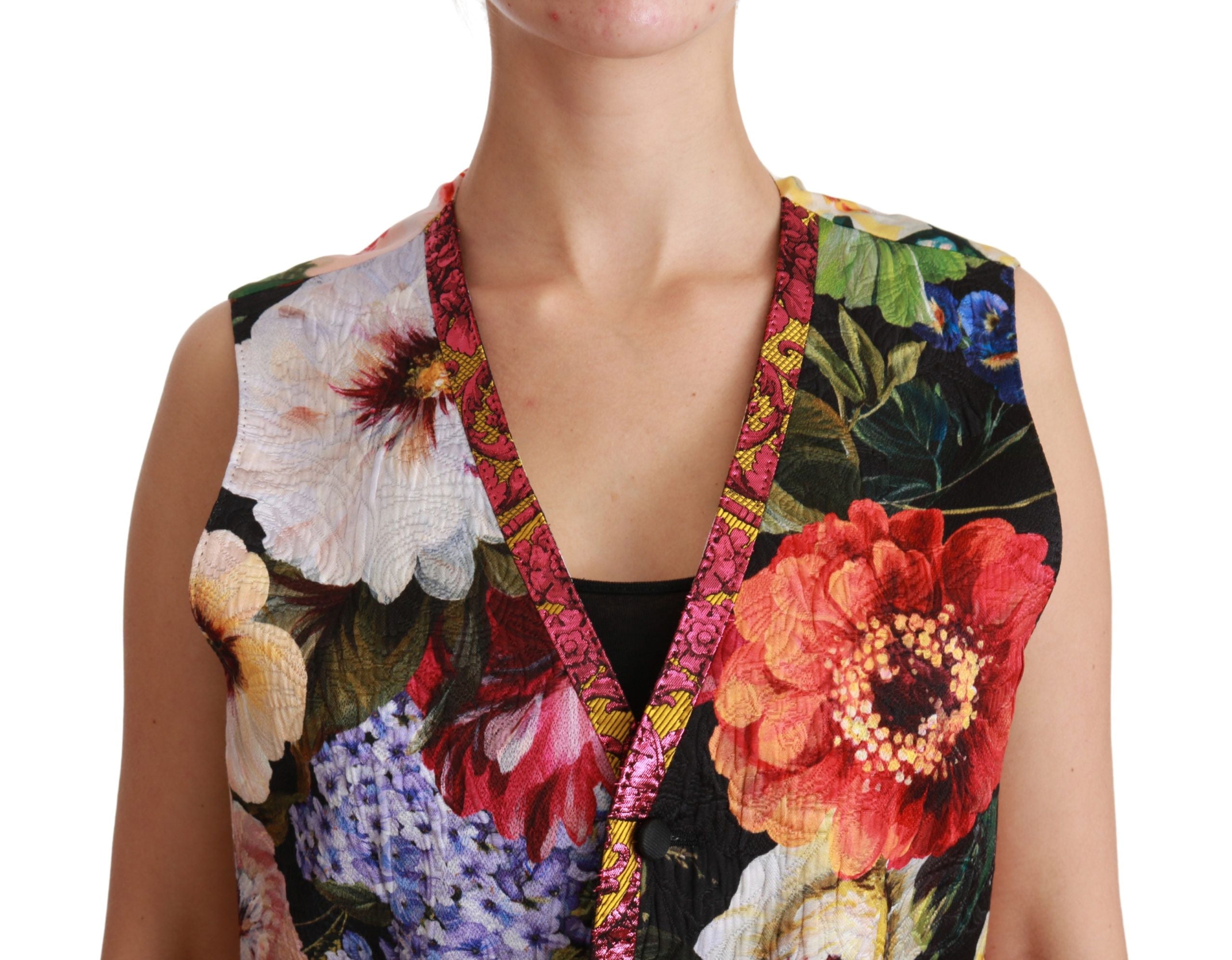Chaleco sin mangas con estampado floral multicolor de Dolce & Gabbana-5