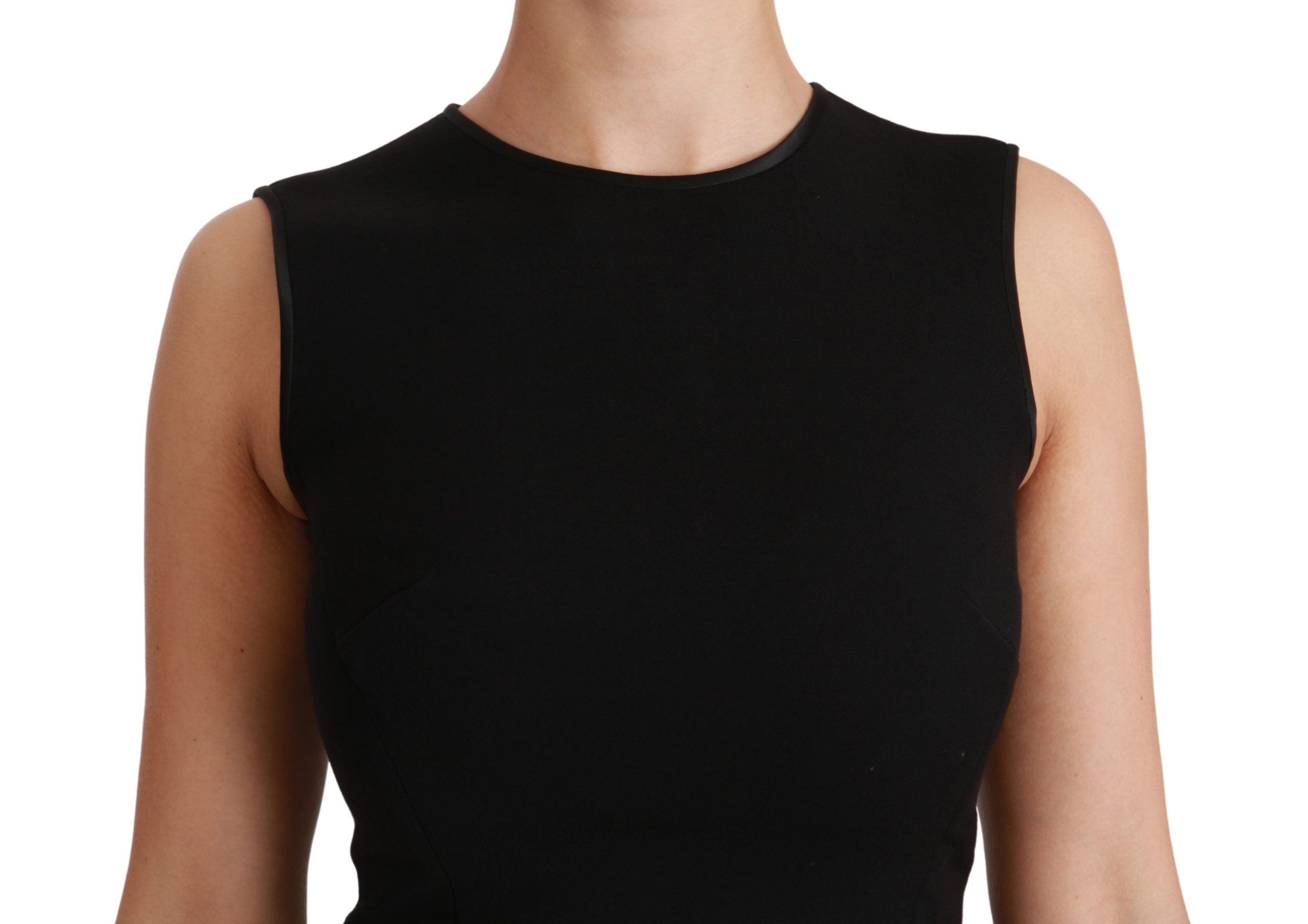 Dolce & Gabbana Black flared stretch sheath dress in wool-5