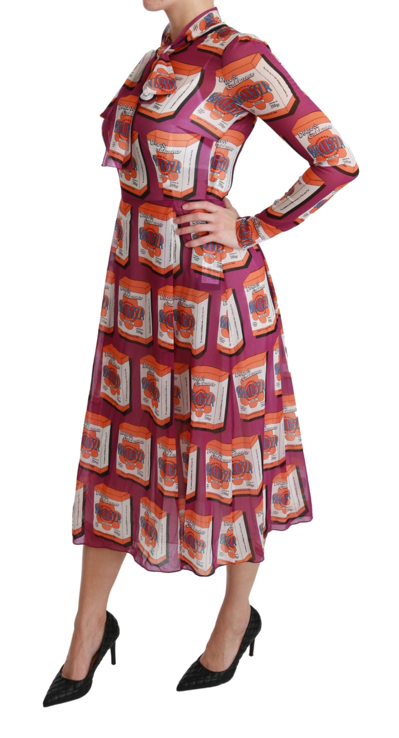 Dolce & Gabbana Lila Silk Bellezza A-Line Dress-3