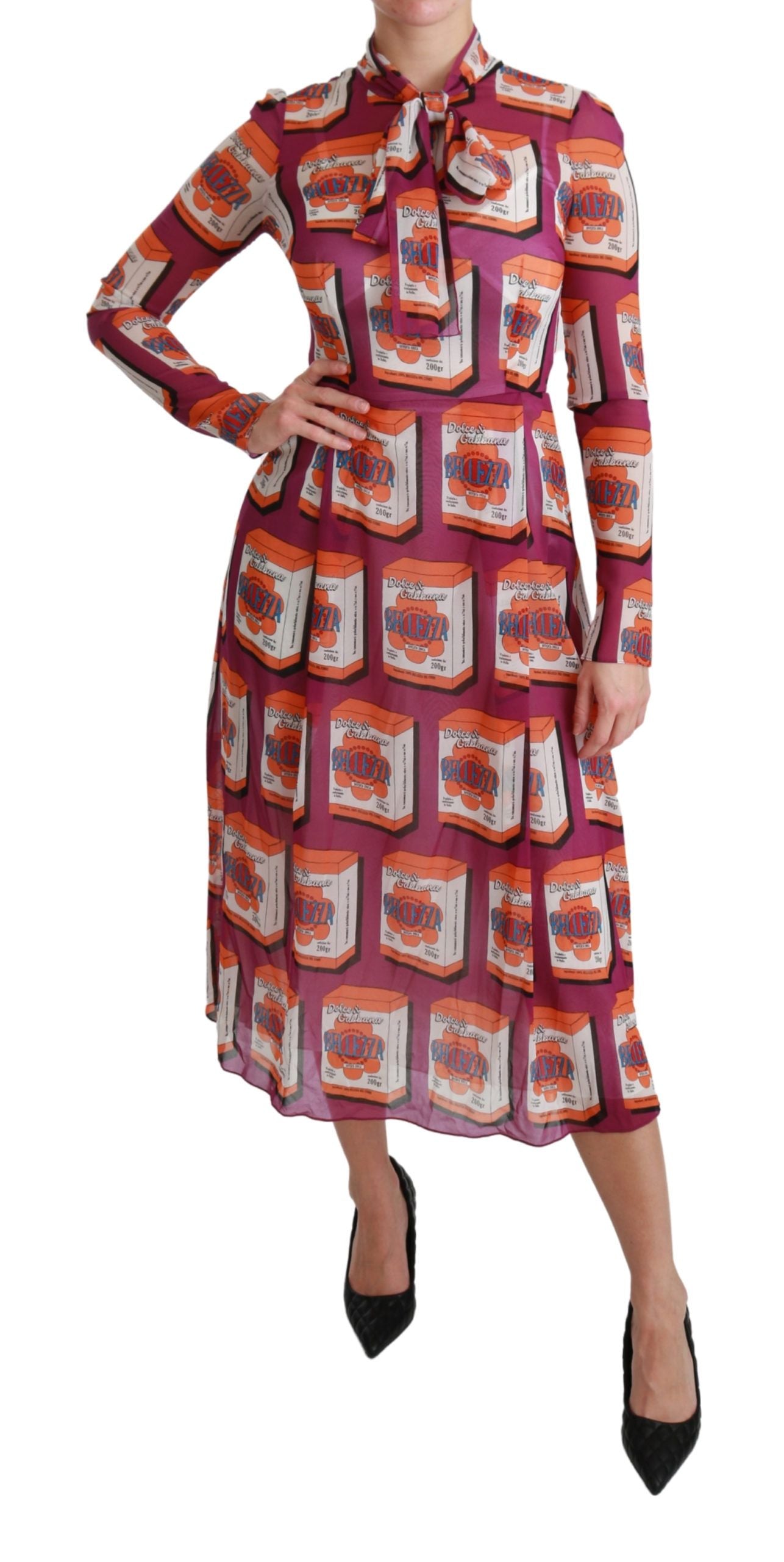 Dolce & Gabbana Lila Silk Bellezza A-Line Dress-6