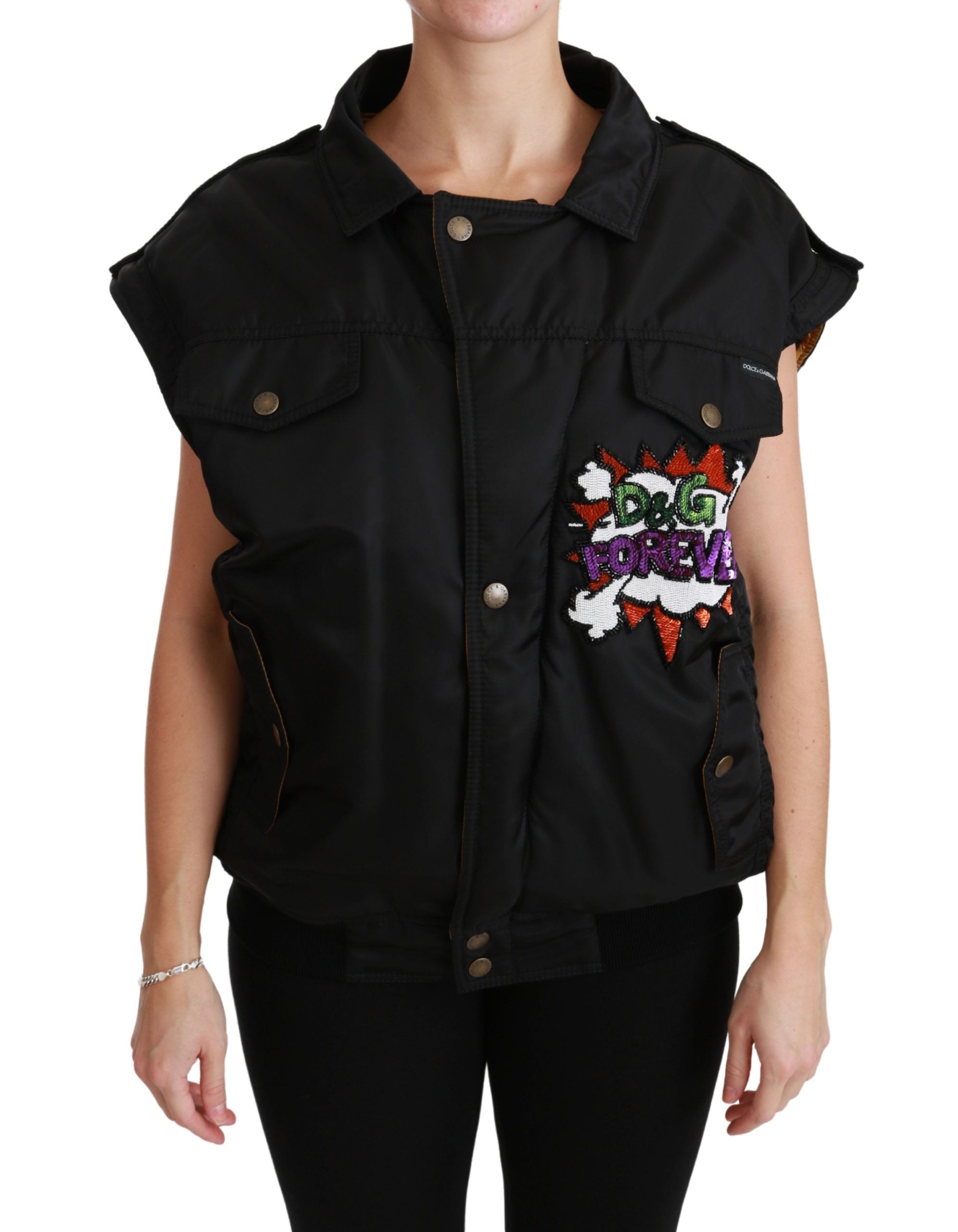 Dolce & Gabbana Black Queen Crown Bomber Jacket with Sequins-5