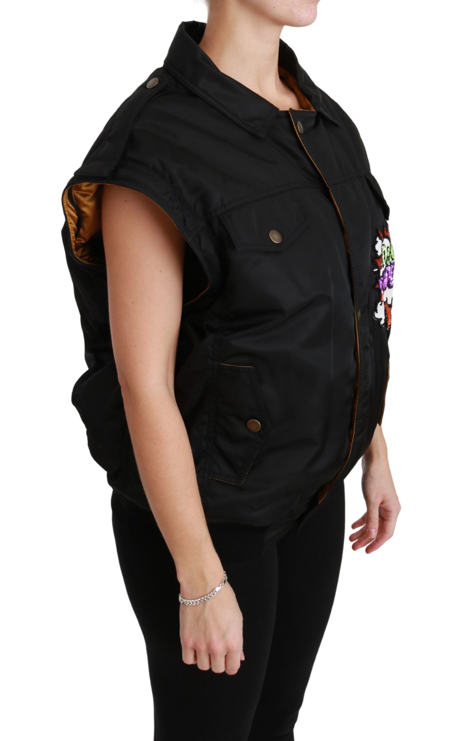Dolce & Gabbana Black Queen Crown Bomber Jacket with Sequins-6