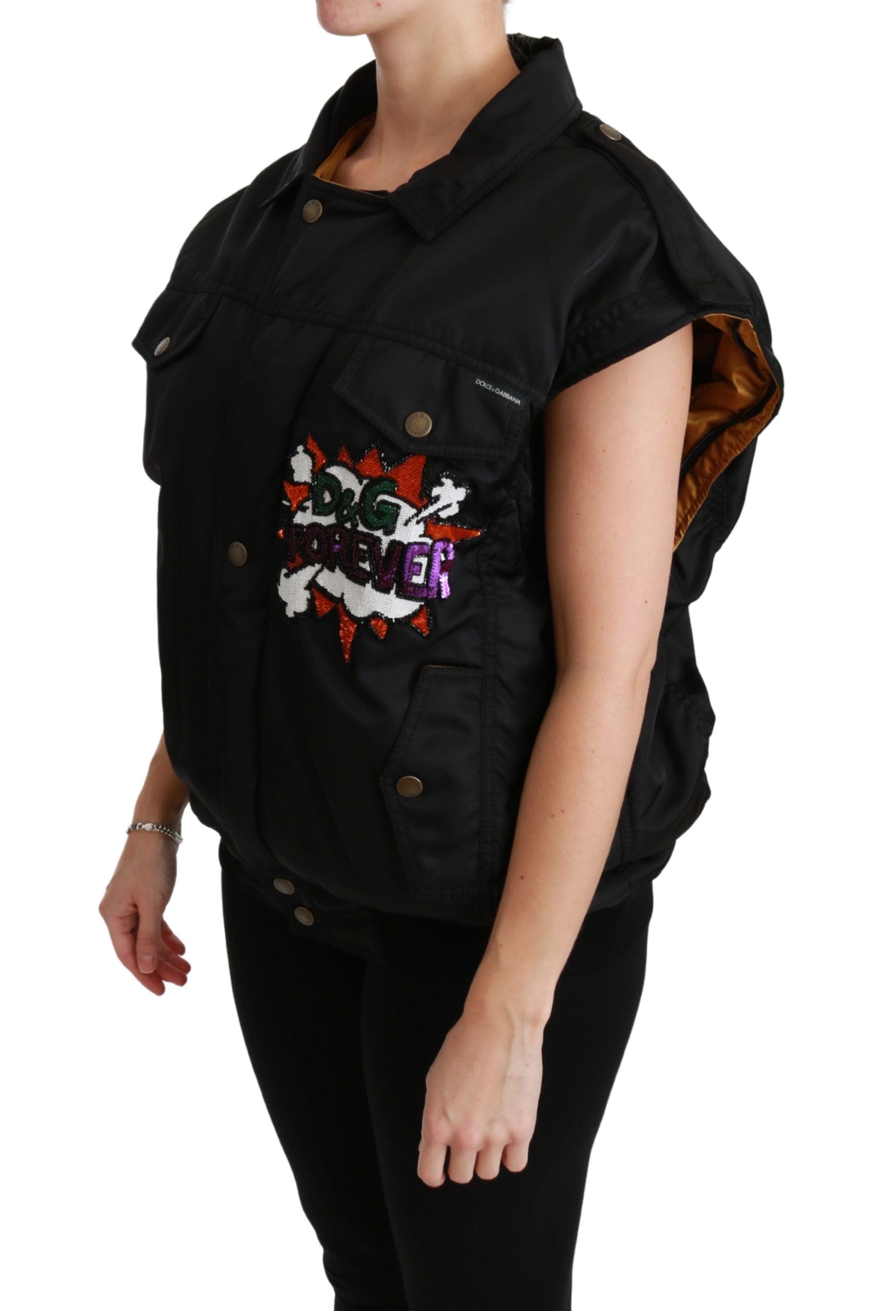 Dolce & Gabbana Black Queen Crown Bomber Jacket with Sequins-7