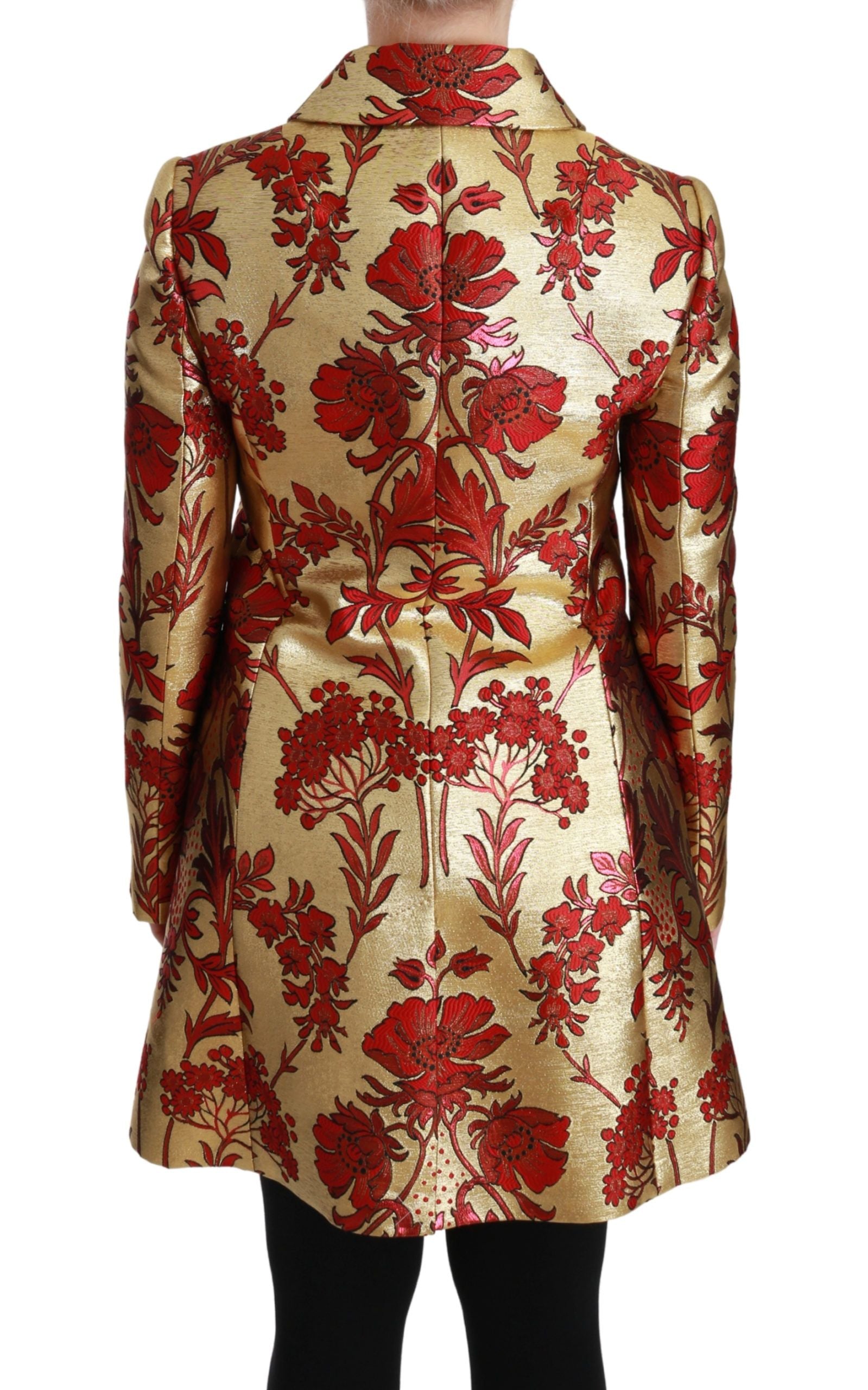 Dolce & Gabbana Rot Gold Floral Brokat Cape Mantel Jacke-4