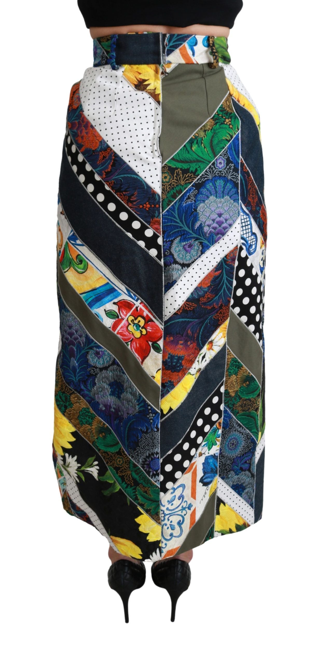 Dolce & Gabbana Multicolor Geometric High-Waisted Silk Maxi Skirt-5