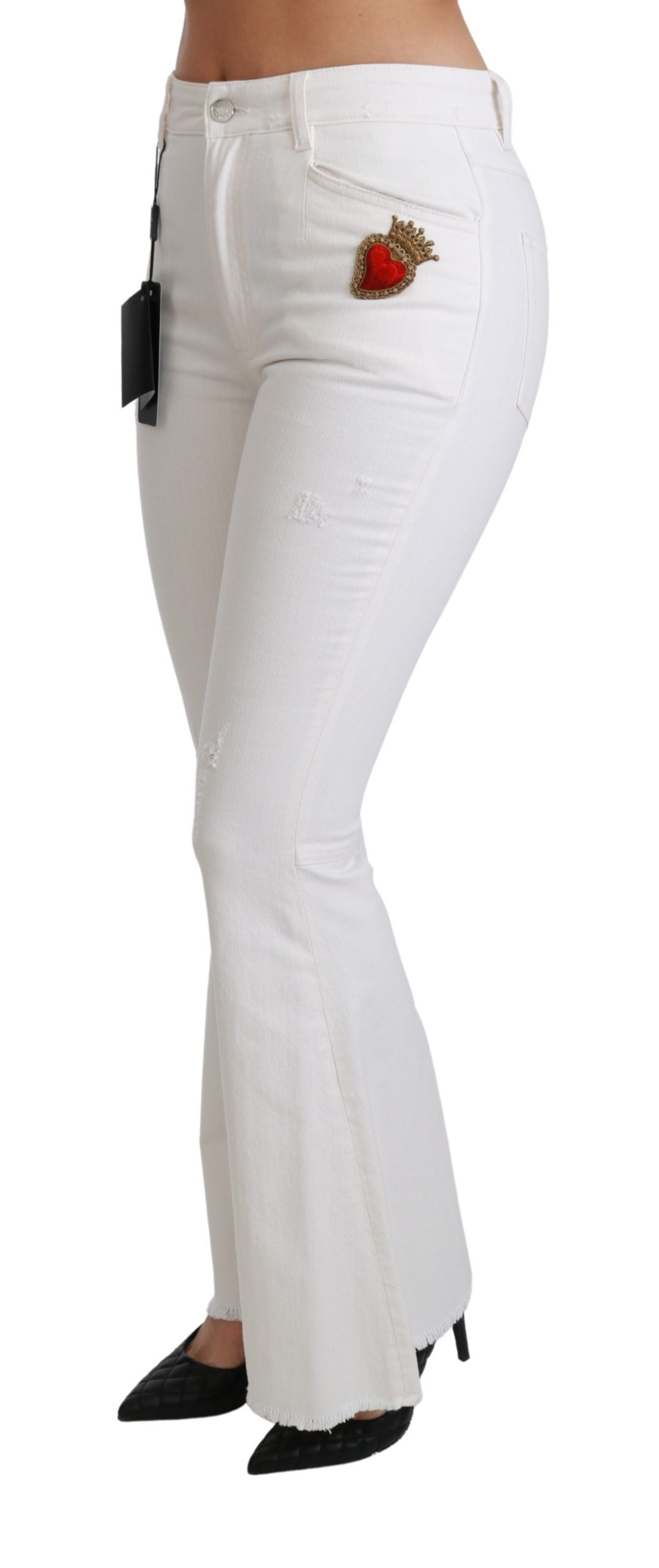 Pantalones de algodón elástico con corazones blancos de Dolce & Gabbana-4
