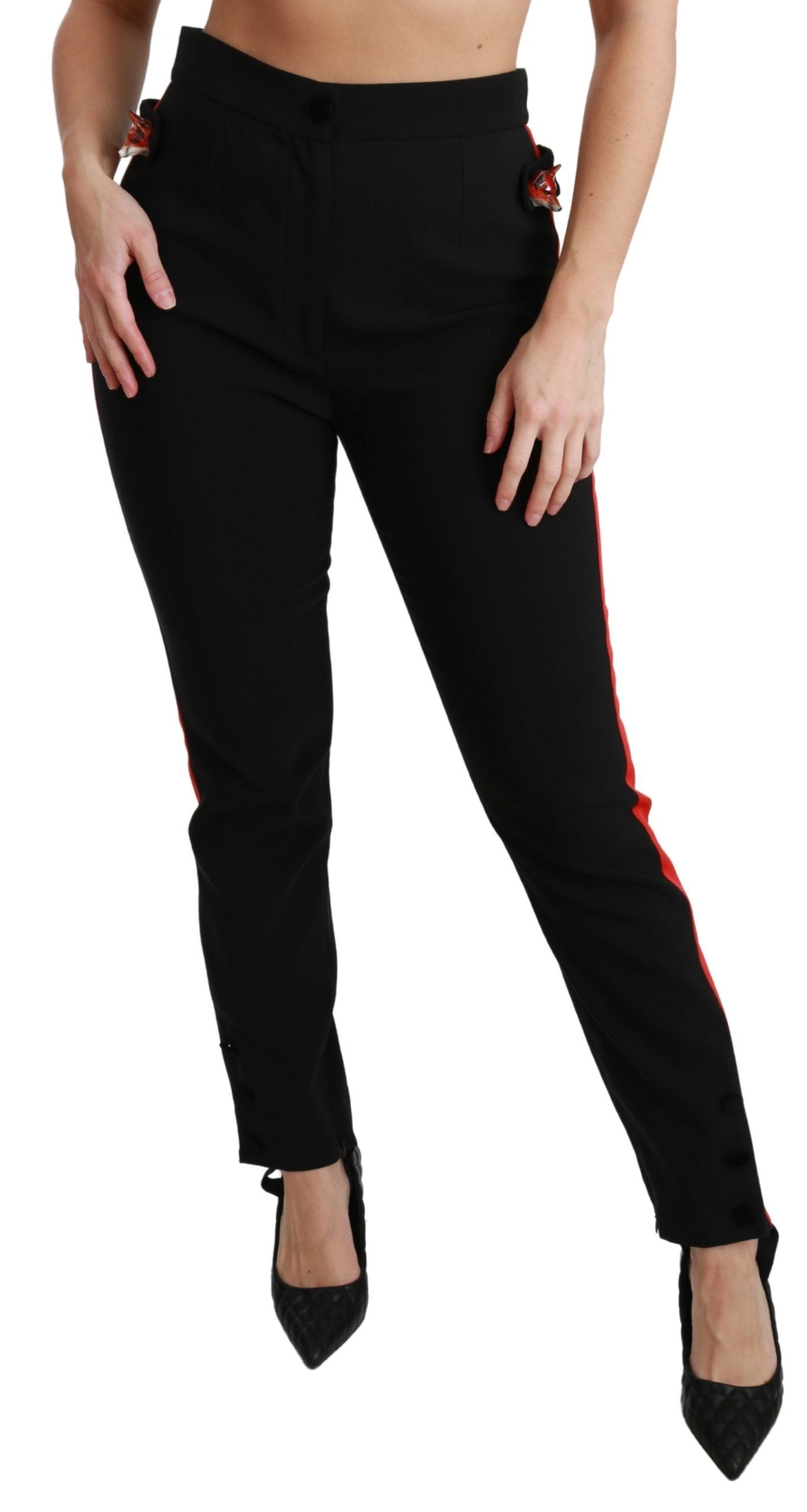 Dolce & Gabbana Schwarze Skinny Stretch-Fuchskopf-Baumwollhose-2