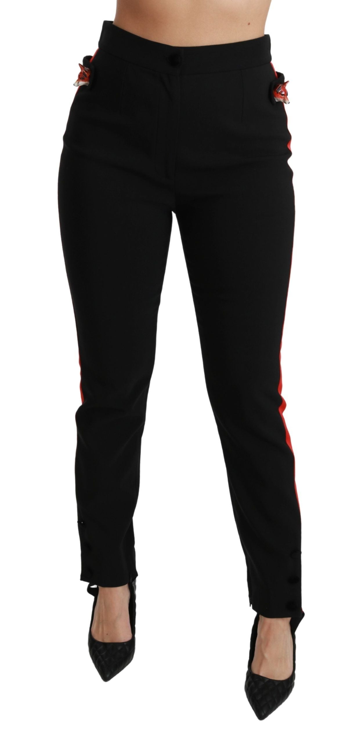 Dolce & Gabbana Schwarze Skinny Stretch-Fuchskopf-Baumwollhose-1