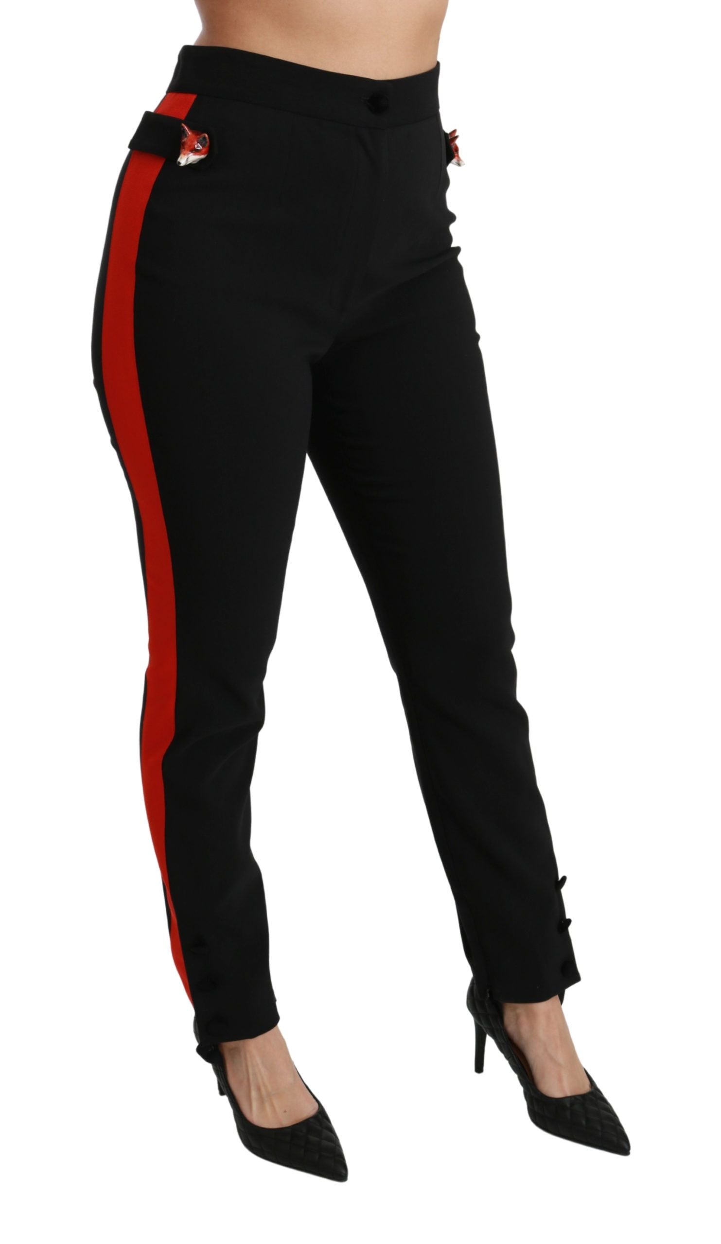 Dolce & Gabbana Schwarze Skinny Stretch-Fuchskopf-Baumwollhose-3