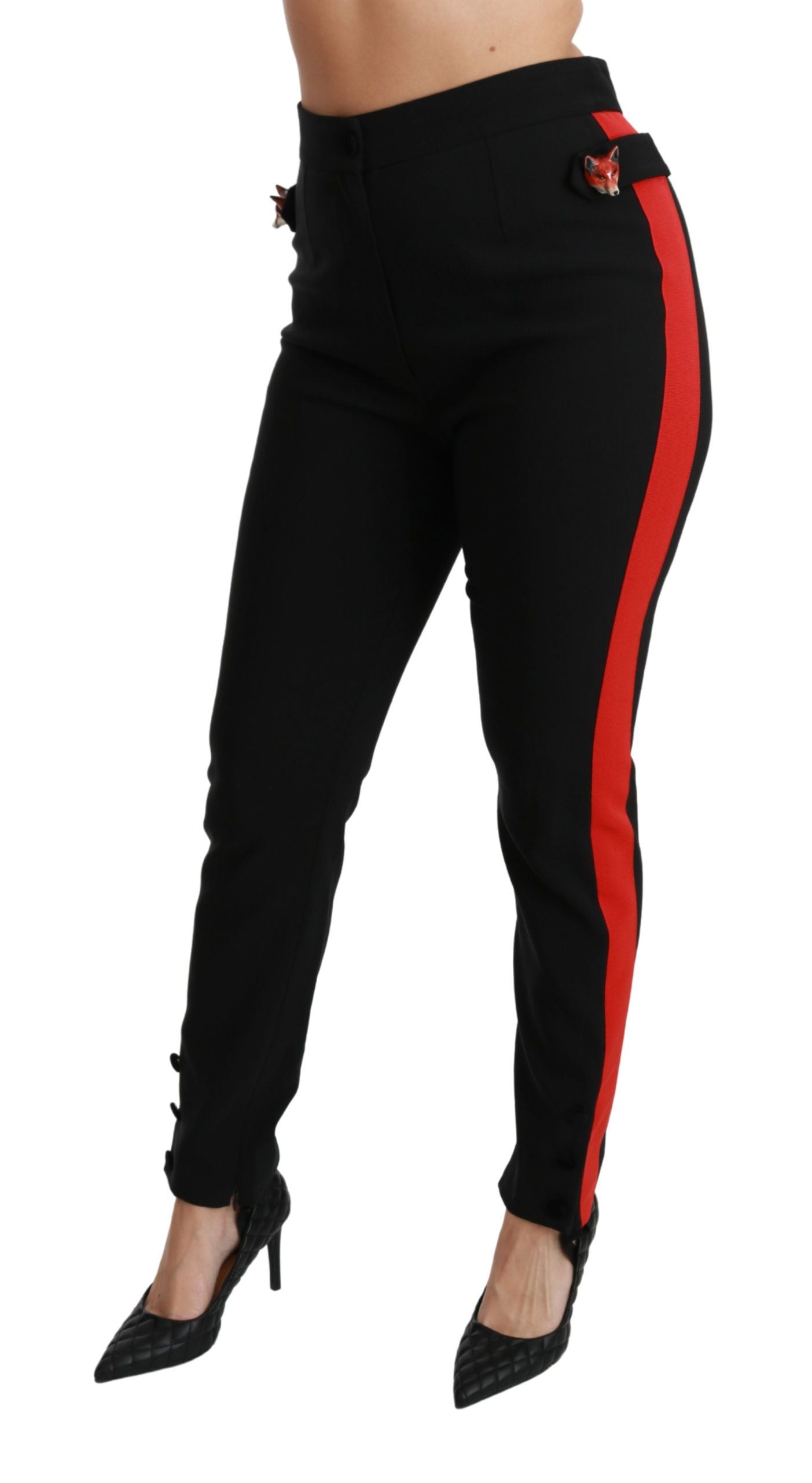 Dolce & Gabbana Schwarze Skinny Stretch-Fuchskopf-Baumwollhose-4