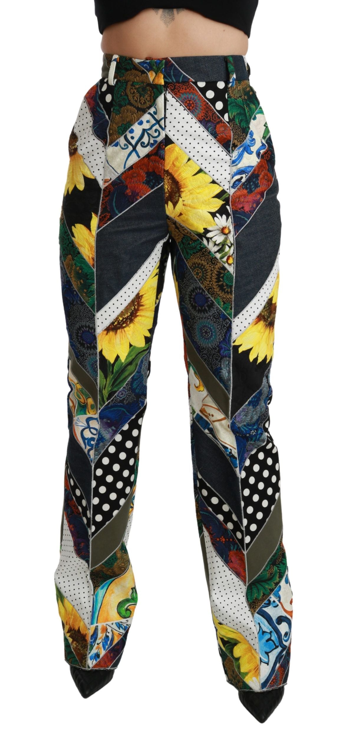 Dolce & Gabbana Multicolor Druck Hohe Taille Gerade Hose-5