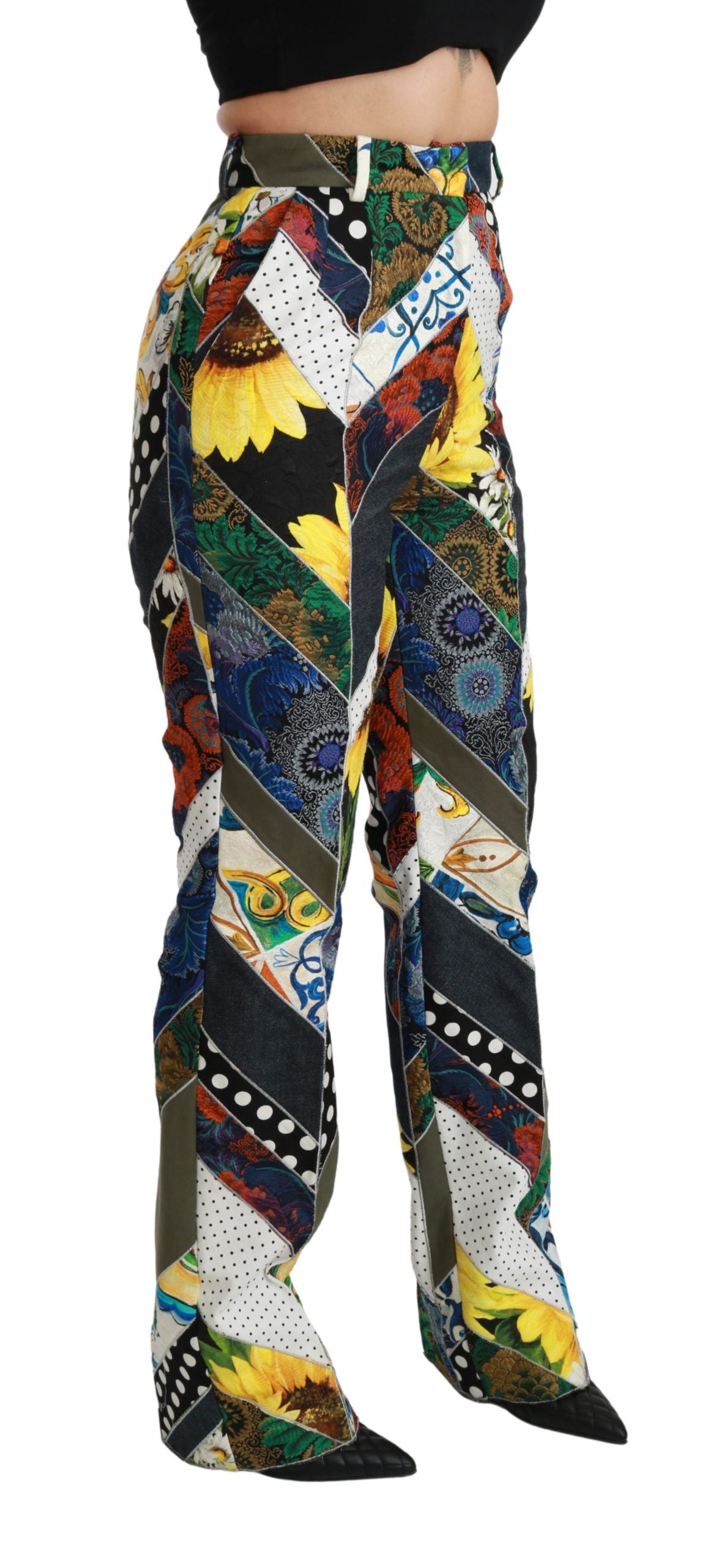 Dolce & Gabbana Multicolor Druck Hohe Taille Gerade Hose-4